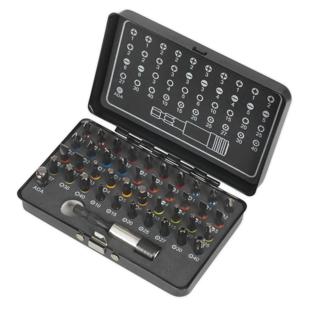 Sealey Premier Black 42 Piece Impact Grade Torsion Bit Set Slotted Phillips Trx Star Hex - Image 4