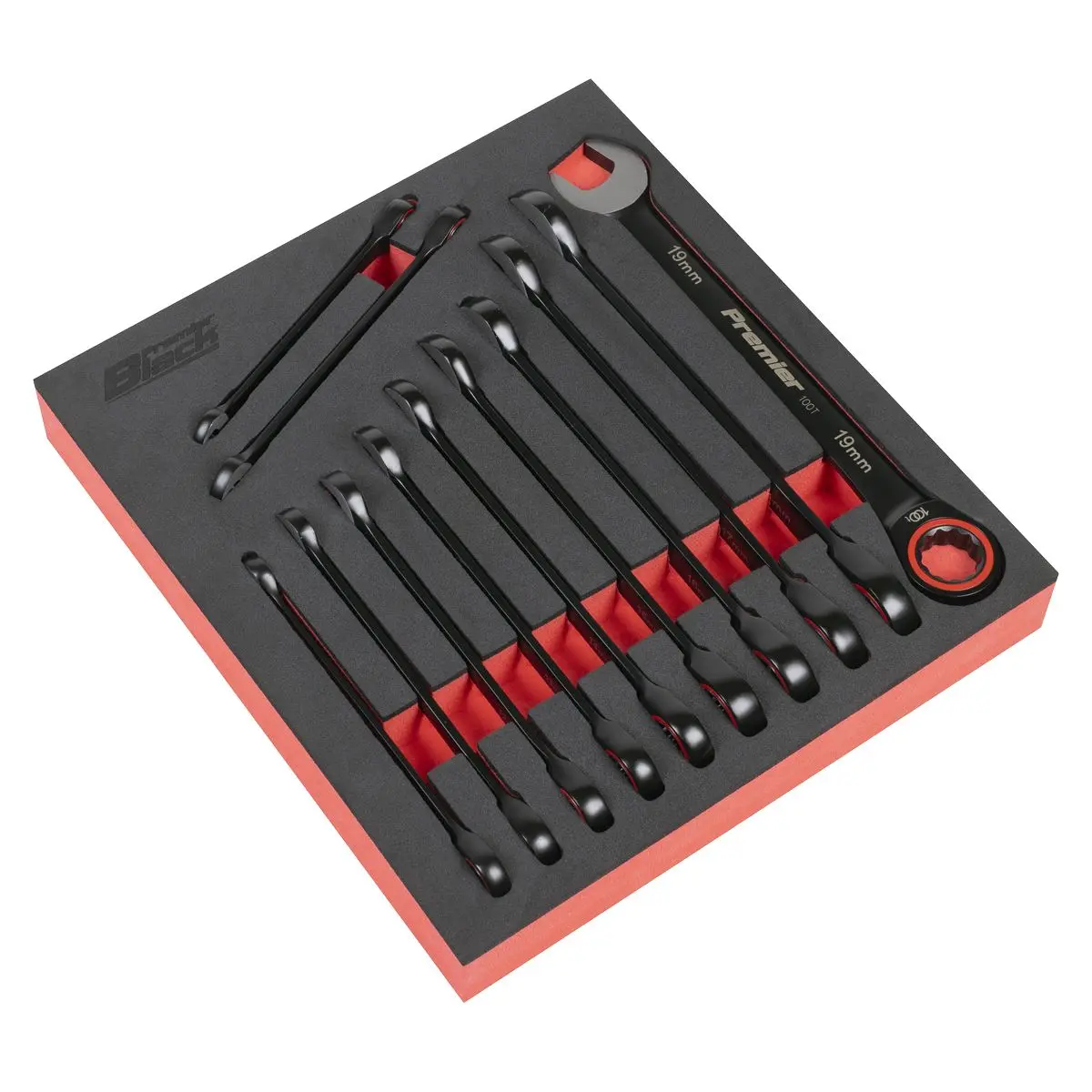 Sealey Premier Black Premier Black Combination Ratchet Spanner Set 12pc