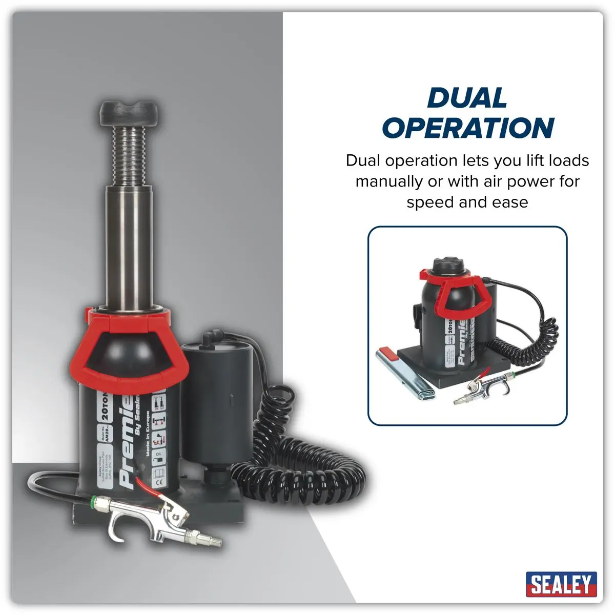 Sealey Premier Premier Manual/Air Hydraulic Bottle Jack 20 Tonne - Image 14