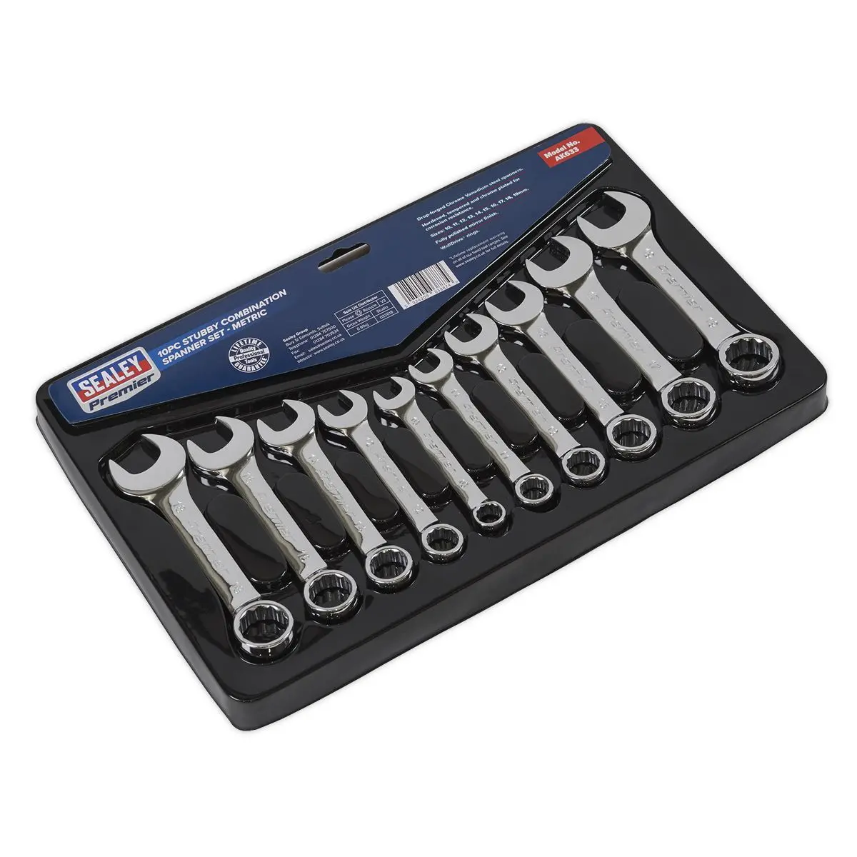 Sealey Premier Combination Spanner Set 10pc Stubby Metric - Image 5