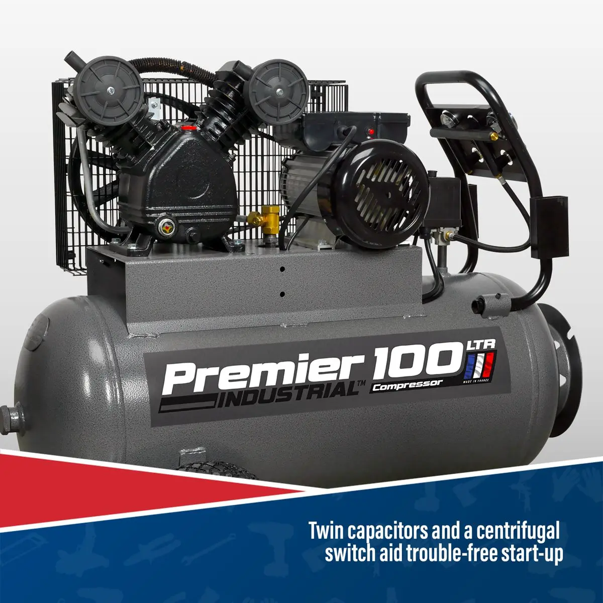 Sealey Premier Industrial Premier 100L Belt Drive Air Compressor with Front Control Panel 3hp - Image 3