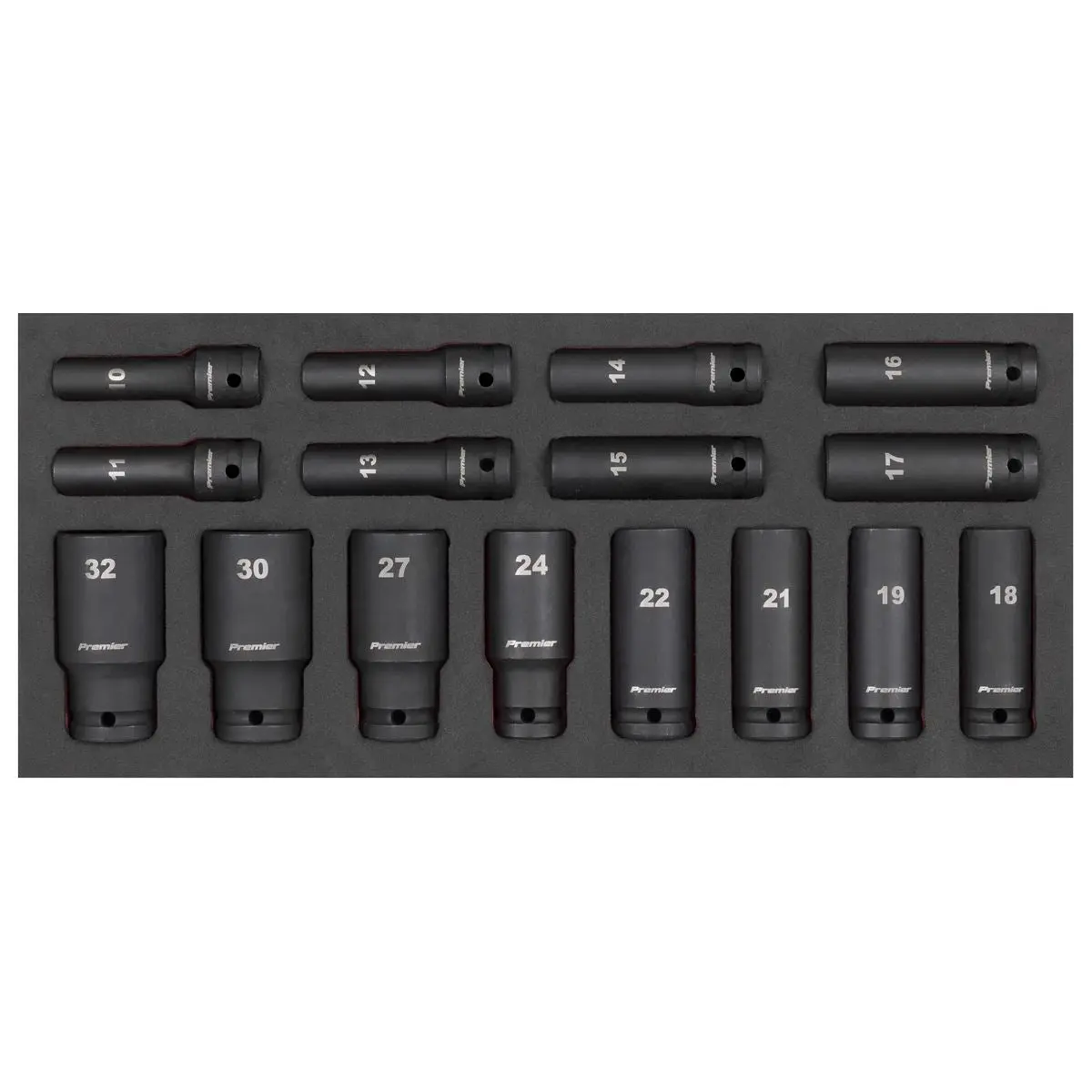Sealey Premier Deep Impact Socket Set with Tool Tray 1/2"Sq Drive 16pc