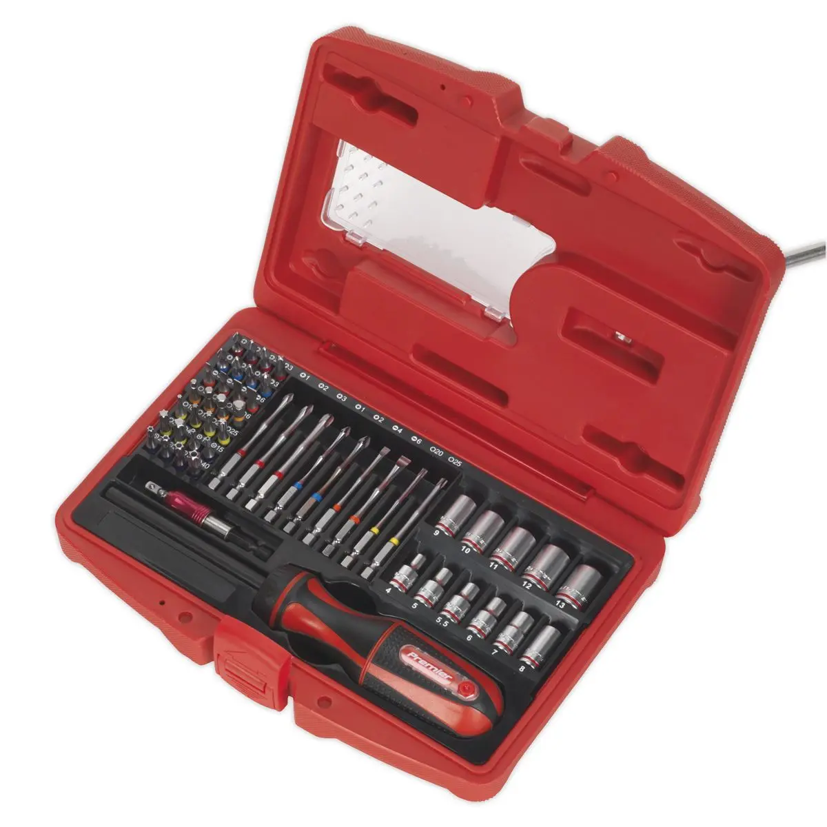 Sealey Premier Fine Tooth Ratchet Screwdriver & Accessory Set 51pc - Image 5