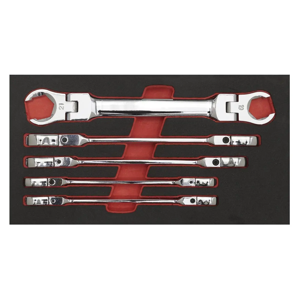 Sealey Premier Flexi-Head Flare Nut Spanner Set 5pc - Image 2
