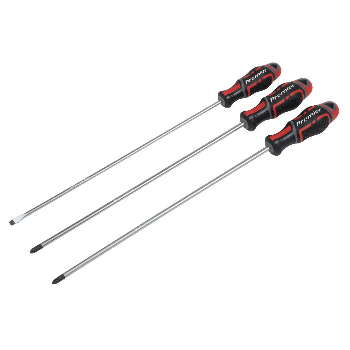 Sealey Premier GripMAX® Screwdriver Set Extra-Long 3pc