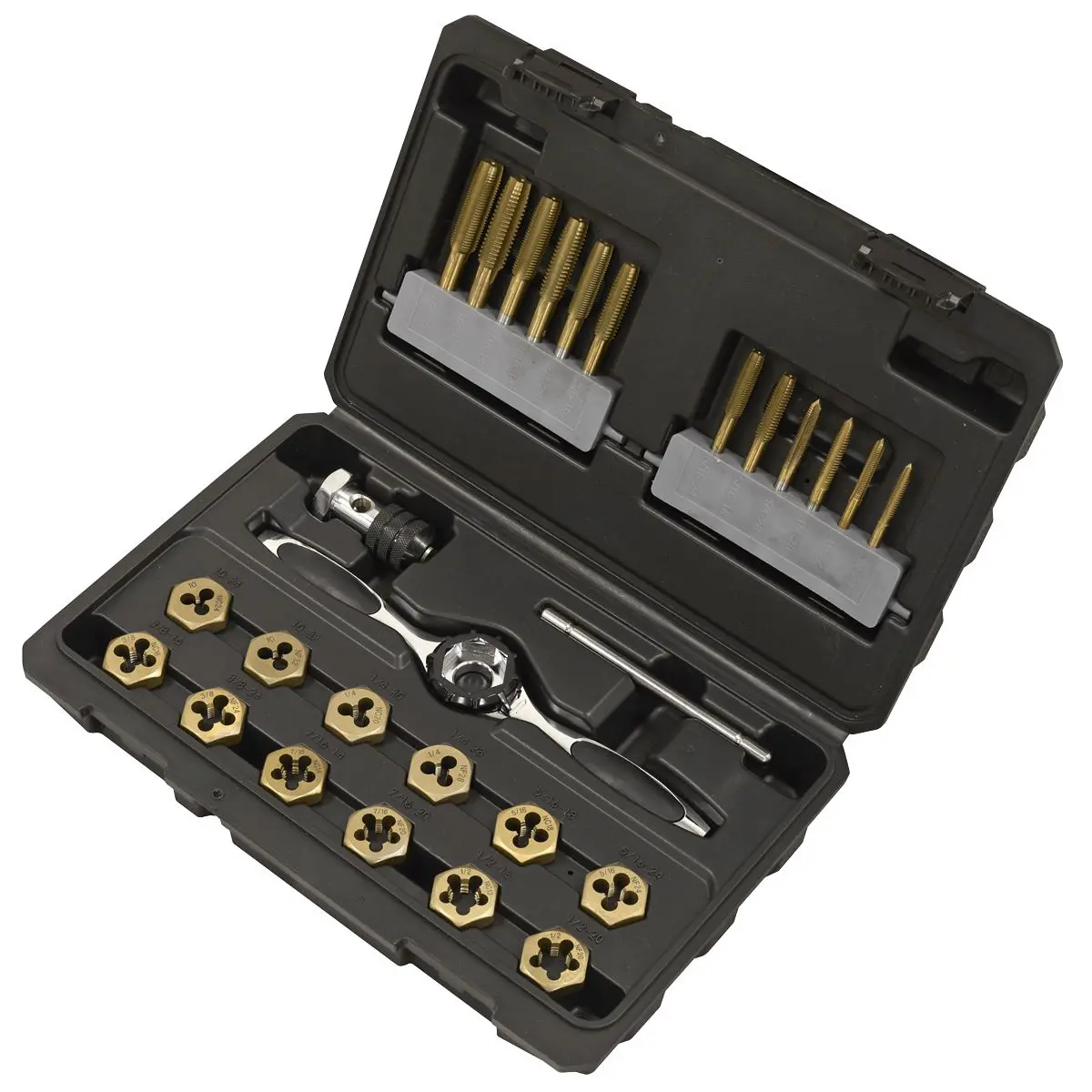 Sealey Premier Hexagonal Tap & Die Set 26pc Hexagonal - SAE/Imperial - Titanium Coated - Image 2