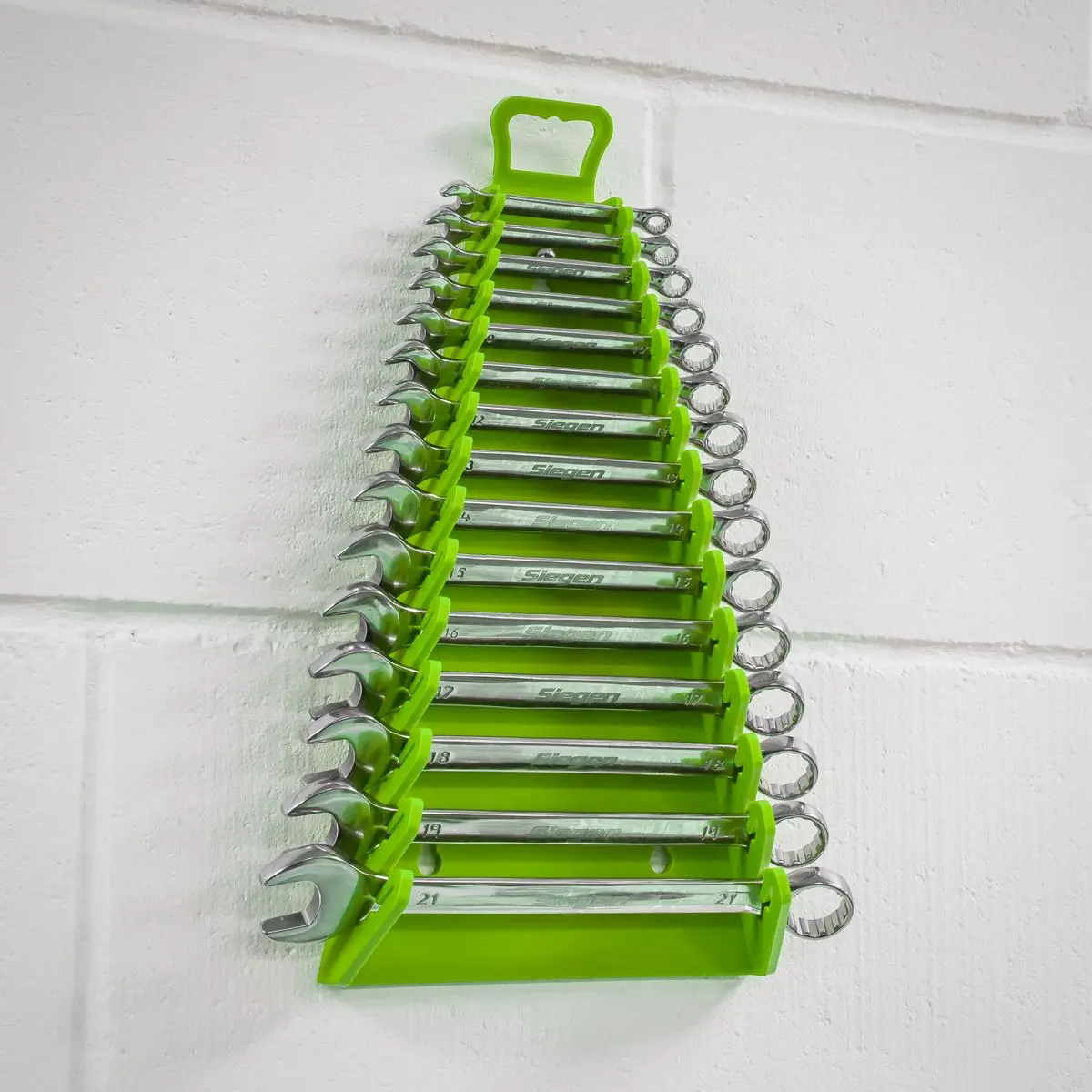 Sealey Premier High Visibility Green Reverse Spanner Rack 15 Capacity Hanging Toolbox - Image 11