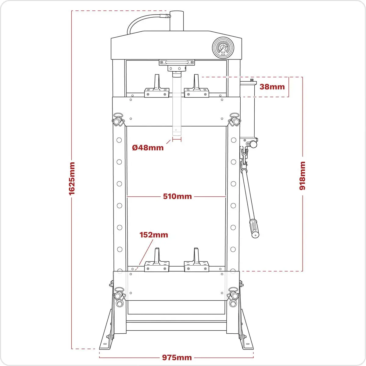 Sealey Premier Heavy-Duty Floor Type Hydraulic Press 20 Tonne - Image 9