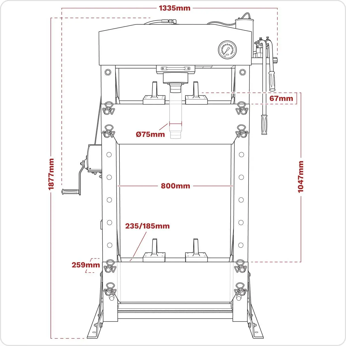 Sealey Premier Hydraulic Press 50 Tonne Floor Type - Image 3