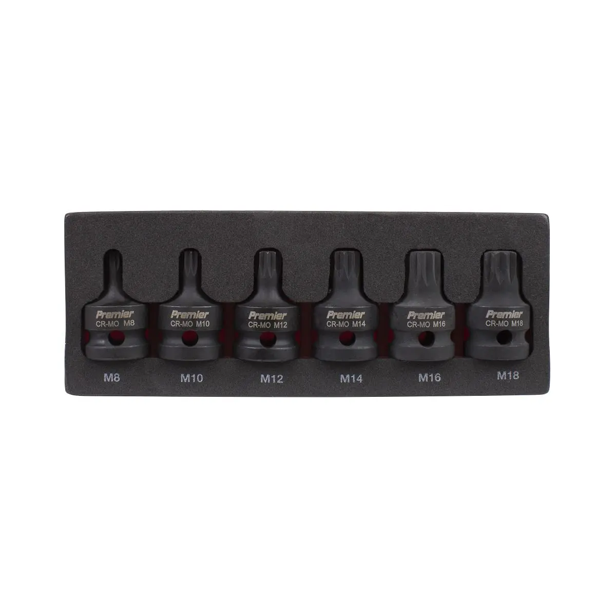 Sealey Premier Impact Spline Socket Bit Set 6pc 1/2"Sq Drive - Image 2