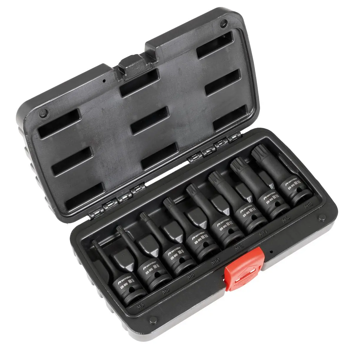 Sealey Premier Spline Impact Socket Bit Set 1/2"Sq Drive 8pc