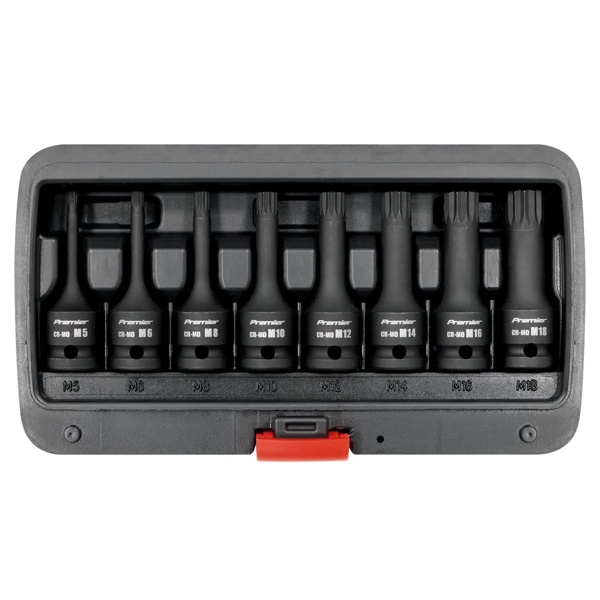 Sealey Premier Spline Impact Socket Bit Set 1/2"Sq Drive 8pc - Image 3