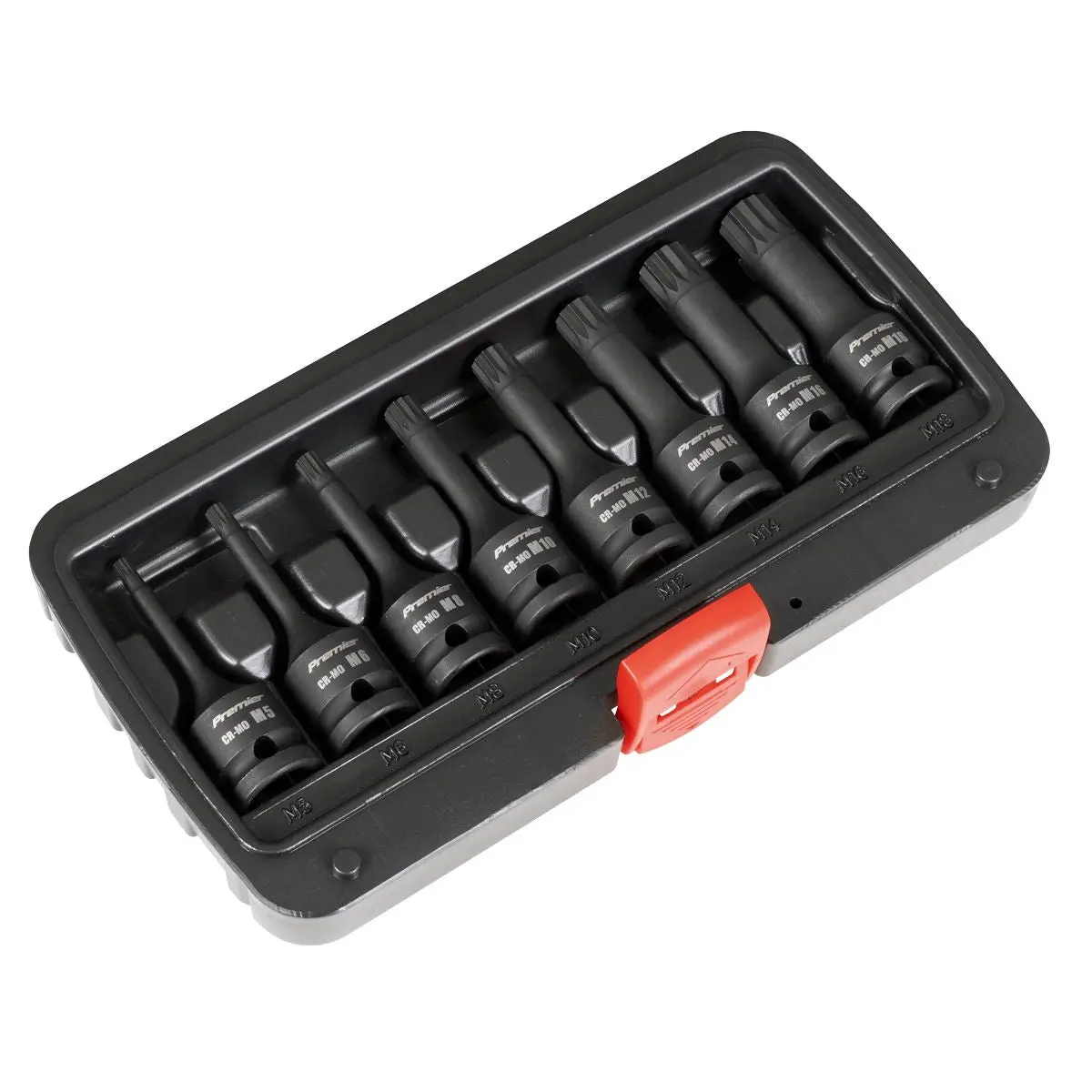 Sealey Premier Spline Impact Socket Bit Set 1/2"Sq Drive 8pc - Image 4