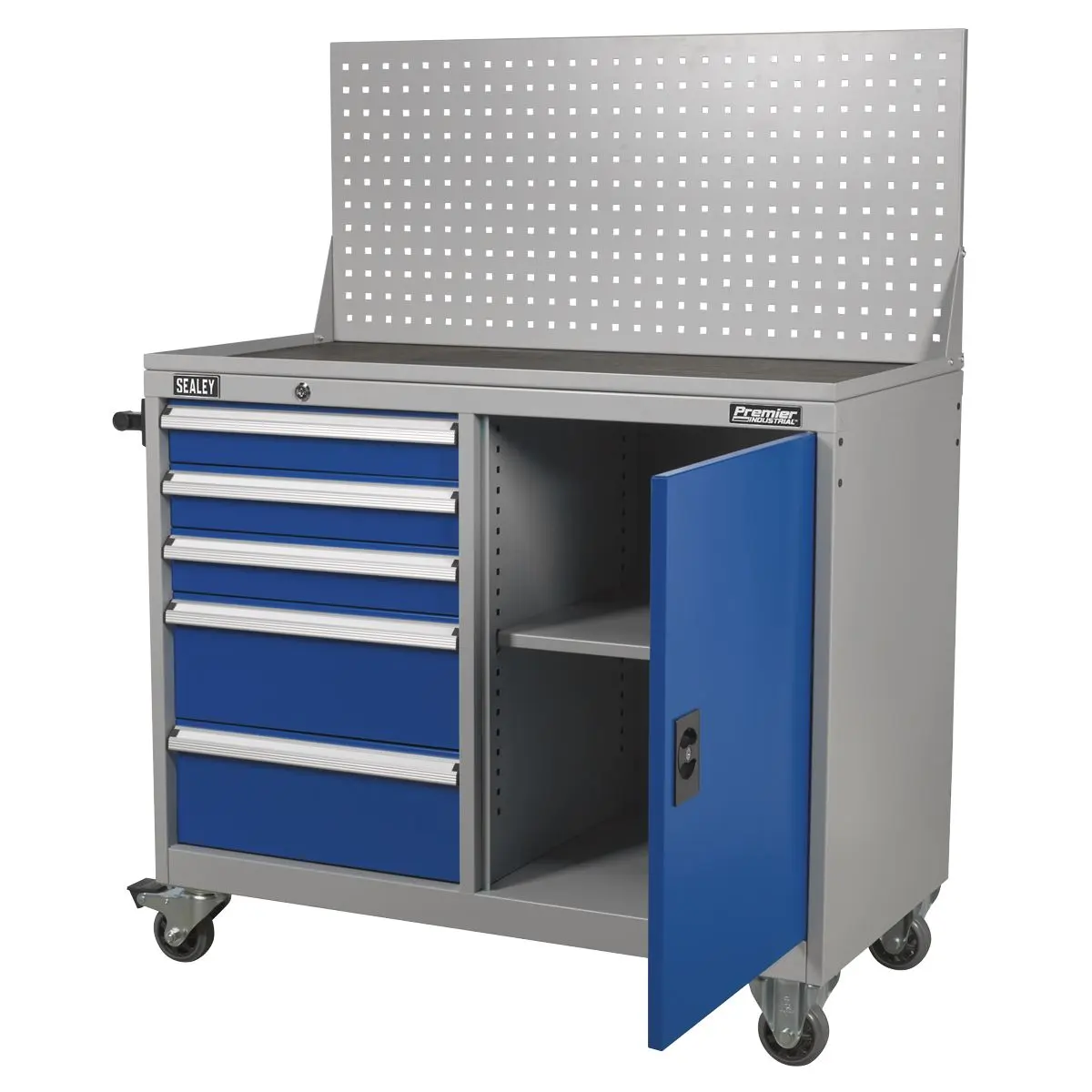 Sealey Premier Industrial Industrial Mobile Workstation 5 Drawer & 1 Shelf Locker - Image 4