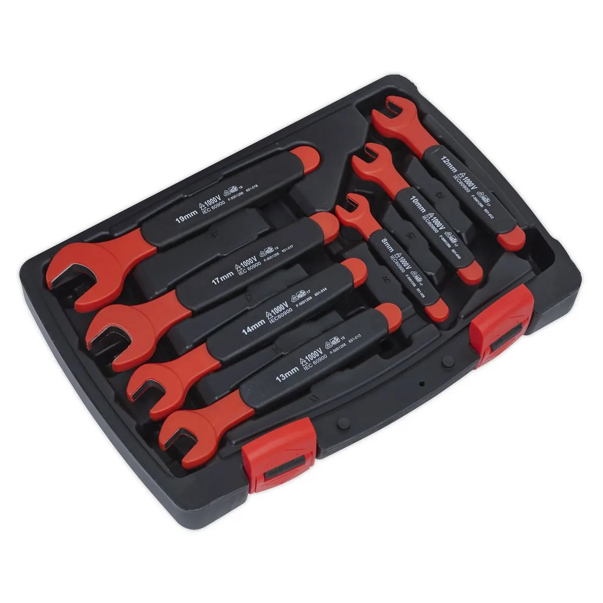 Sealey Premier Insulated Open-End Spanner Set 7pc VDE Approved - Image 2