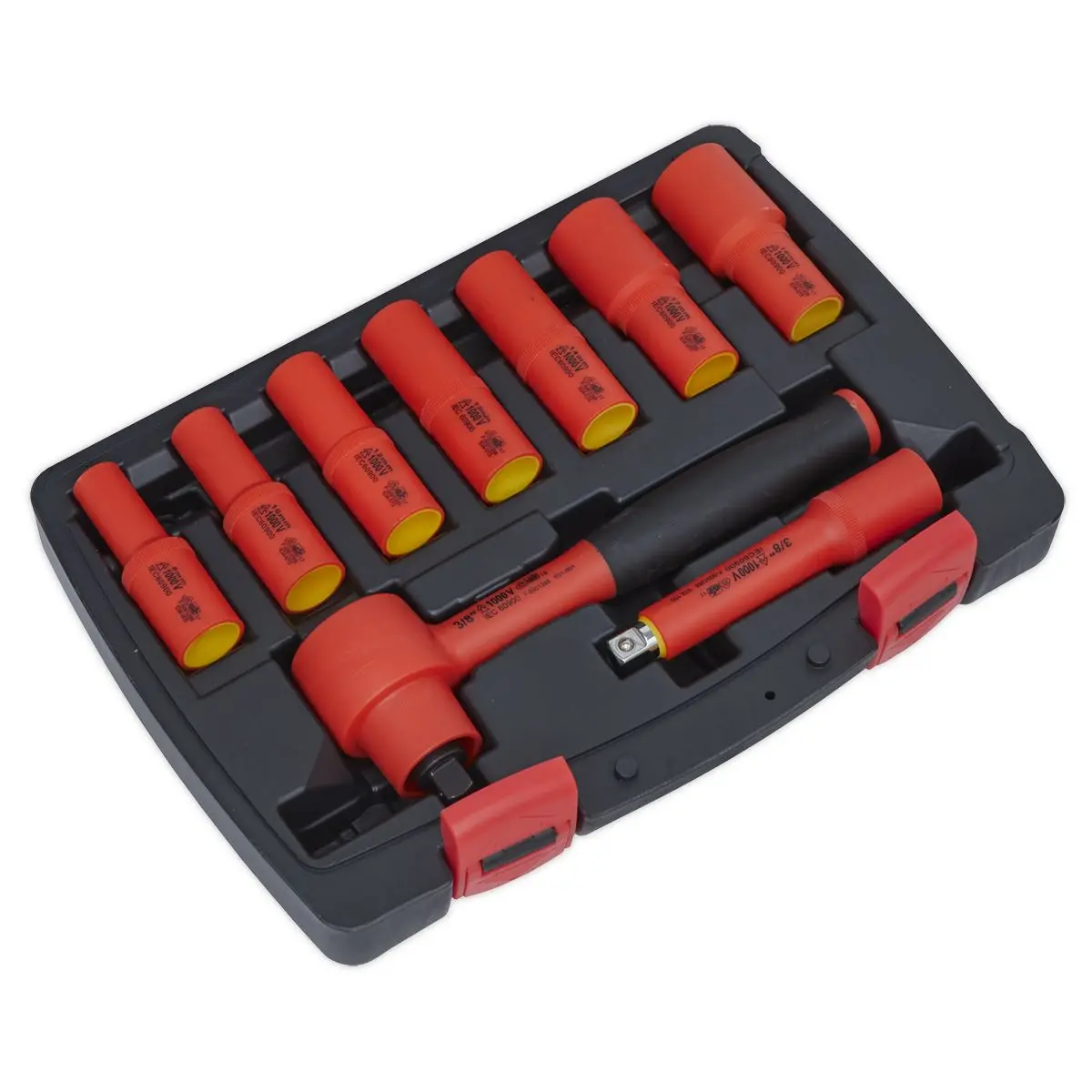 Sealey Premier Insulated Socket Set 9pc 3/8"Sq Drive 6pt WallDrive® VDE Approved - Image 4