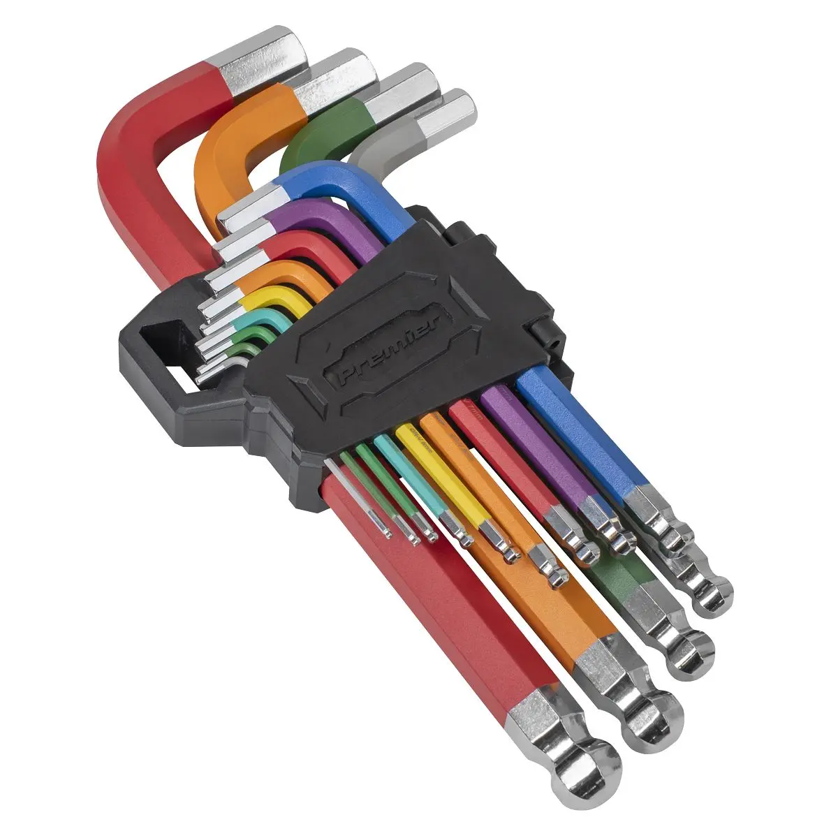 Sealey Premier Jumbo Ball-End Hex Key Set 13pc Colour-Coded Anti-Slip