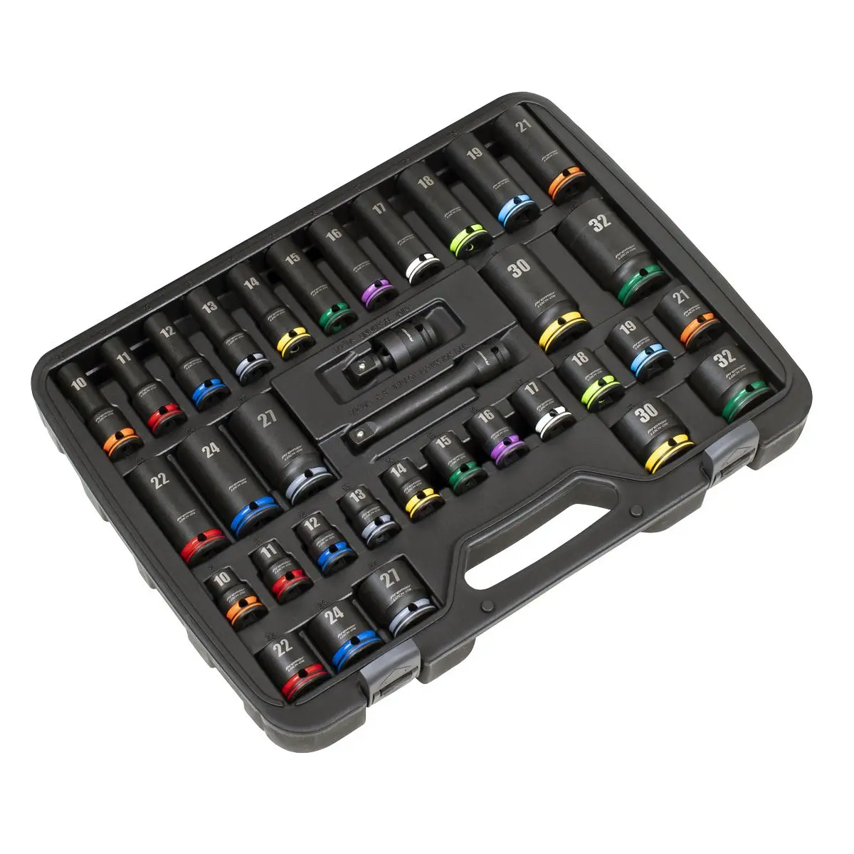 Sealey Premier Lock-On™ Standard & Deep Impact Socket Set 34pc 1/2"Sq Drive 6pt Metric - Image 7