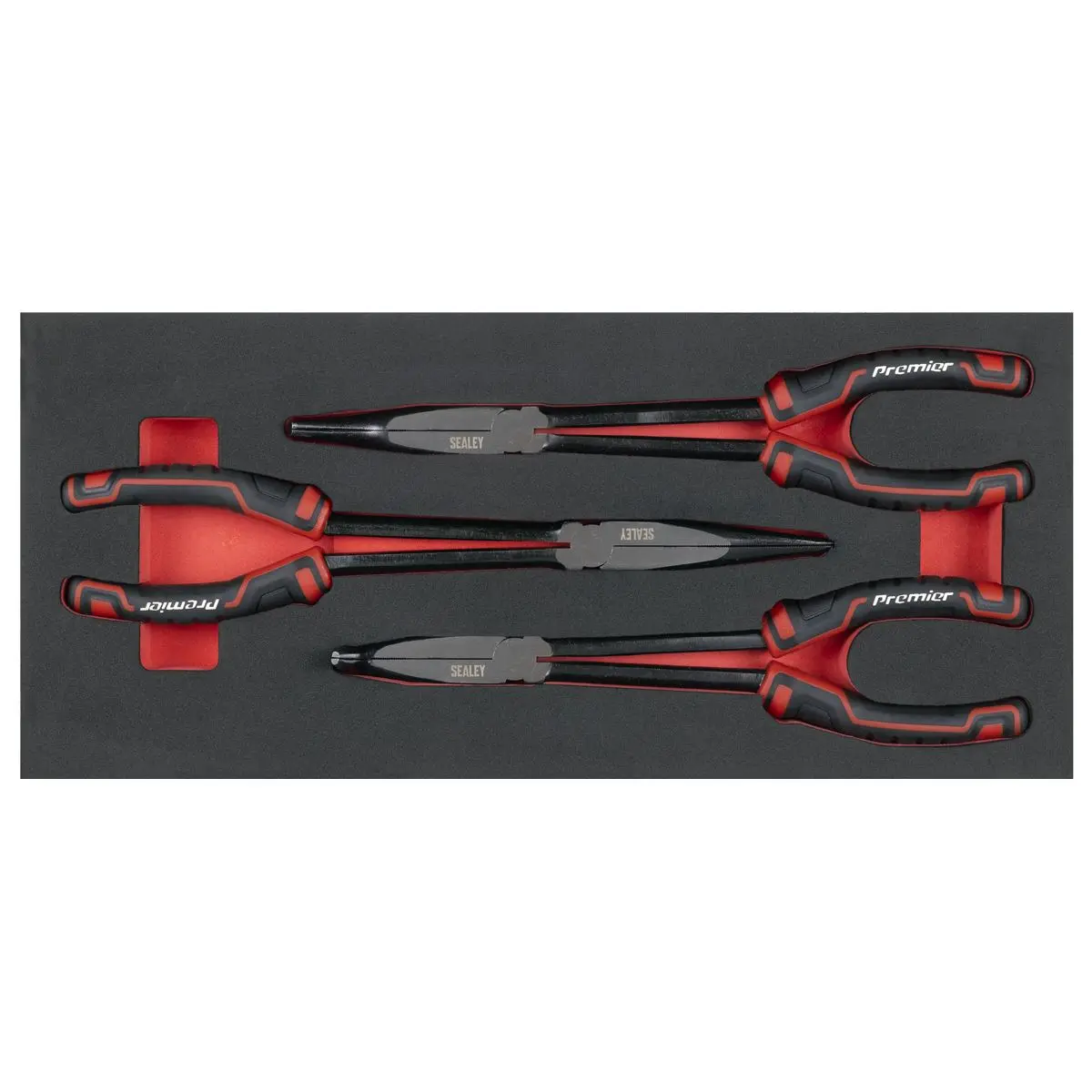 Sealey Premier Long Needle Nose Pliers Set with Tool Tray 3pc