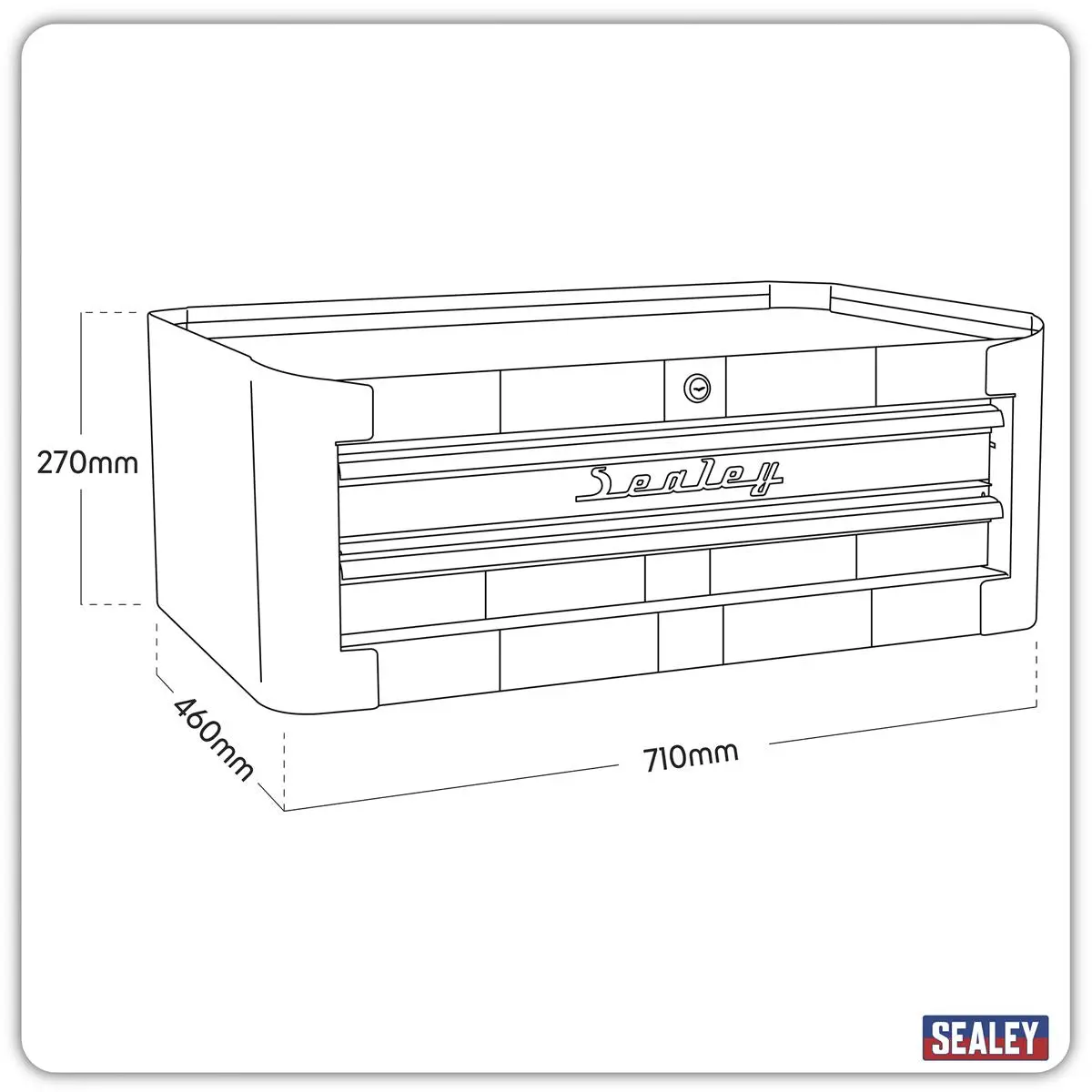 Sealey Premier Mid-Box Tool Chest 2 Drawer Retro Style - Blue with White Stripes - Image 2