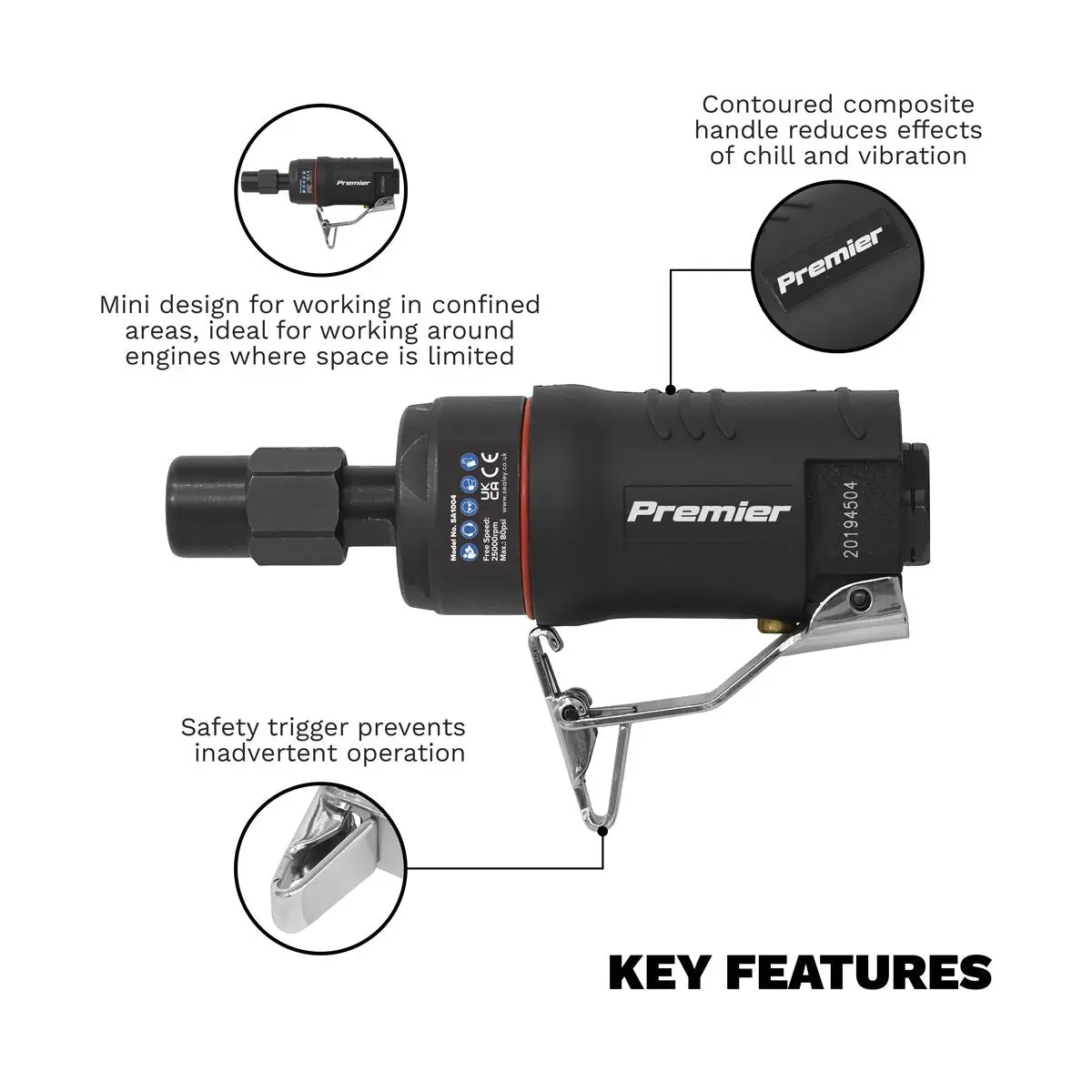 Sealey Premier Mini Air Die Grinder Ø6mm - Image 4