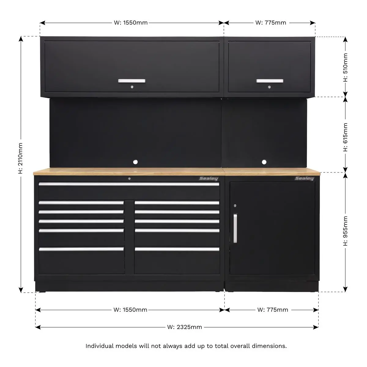 Sealey Premier Premier 2.3m Storage System - Oak Worktop - Image 8