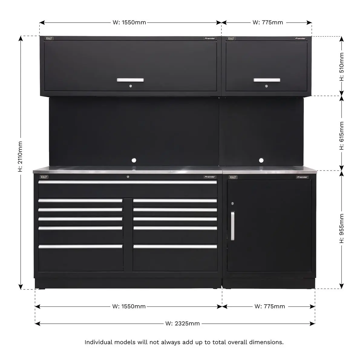 Sealey Premier Premier 2.3m Storage System - Stainless Worktop - Image 14