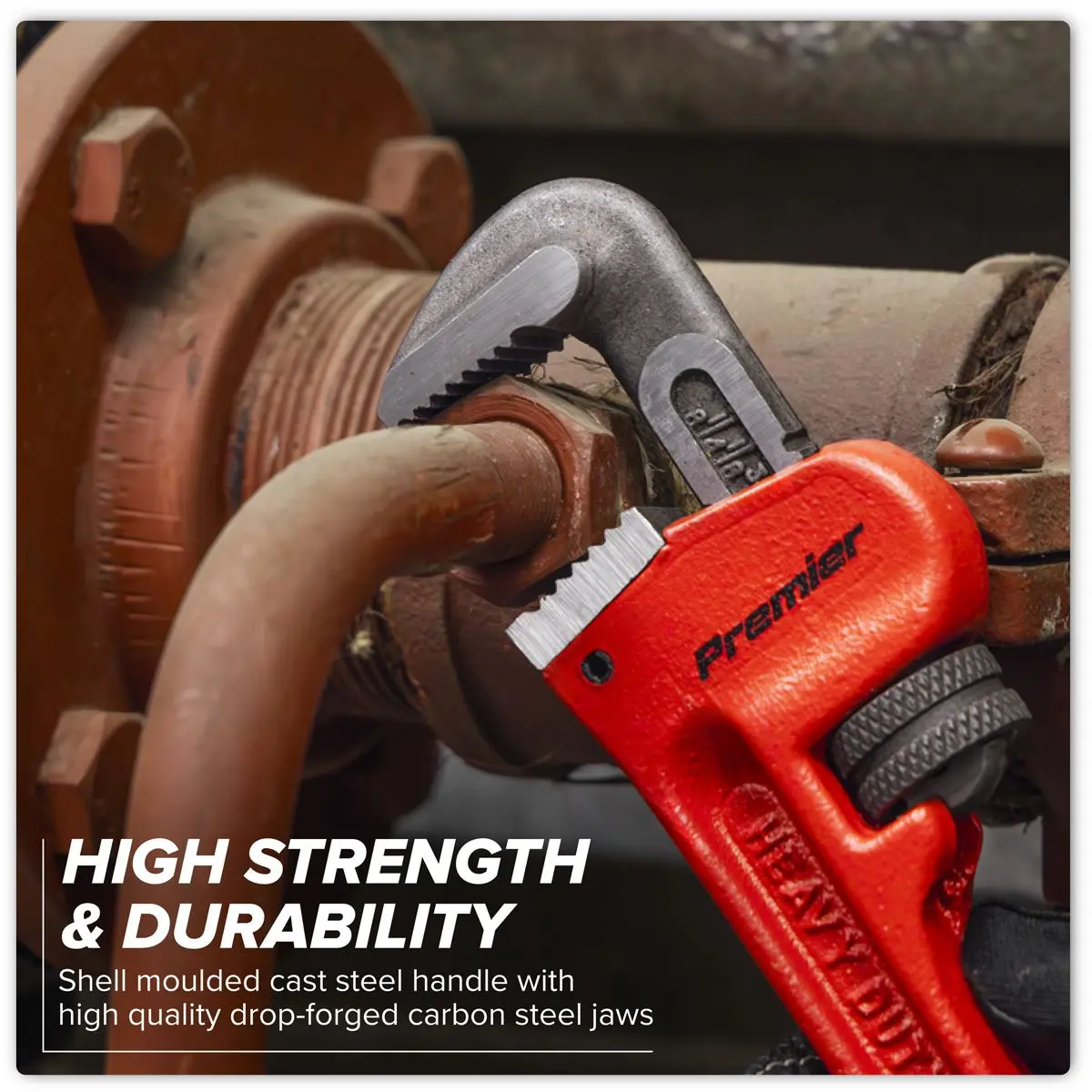 Sealey Premier Cast Steel Pipe Wrench European Pattern 200mm - Image 3