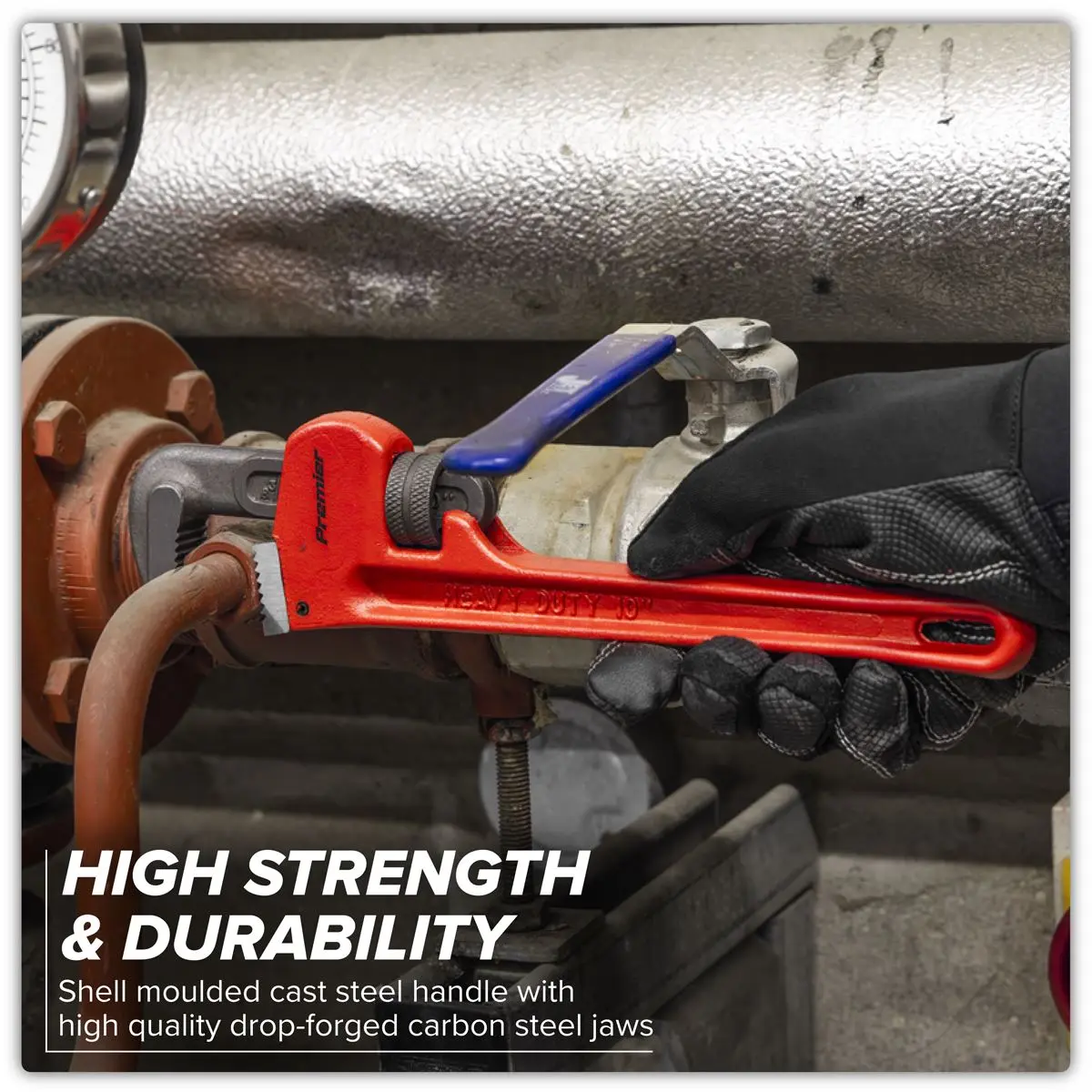 Sealey Premier Cast Steel Pipe Wrench European Pattern 250mm - Image 3