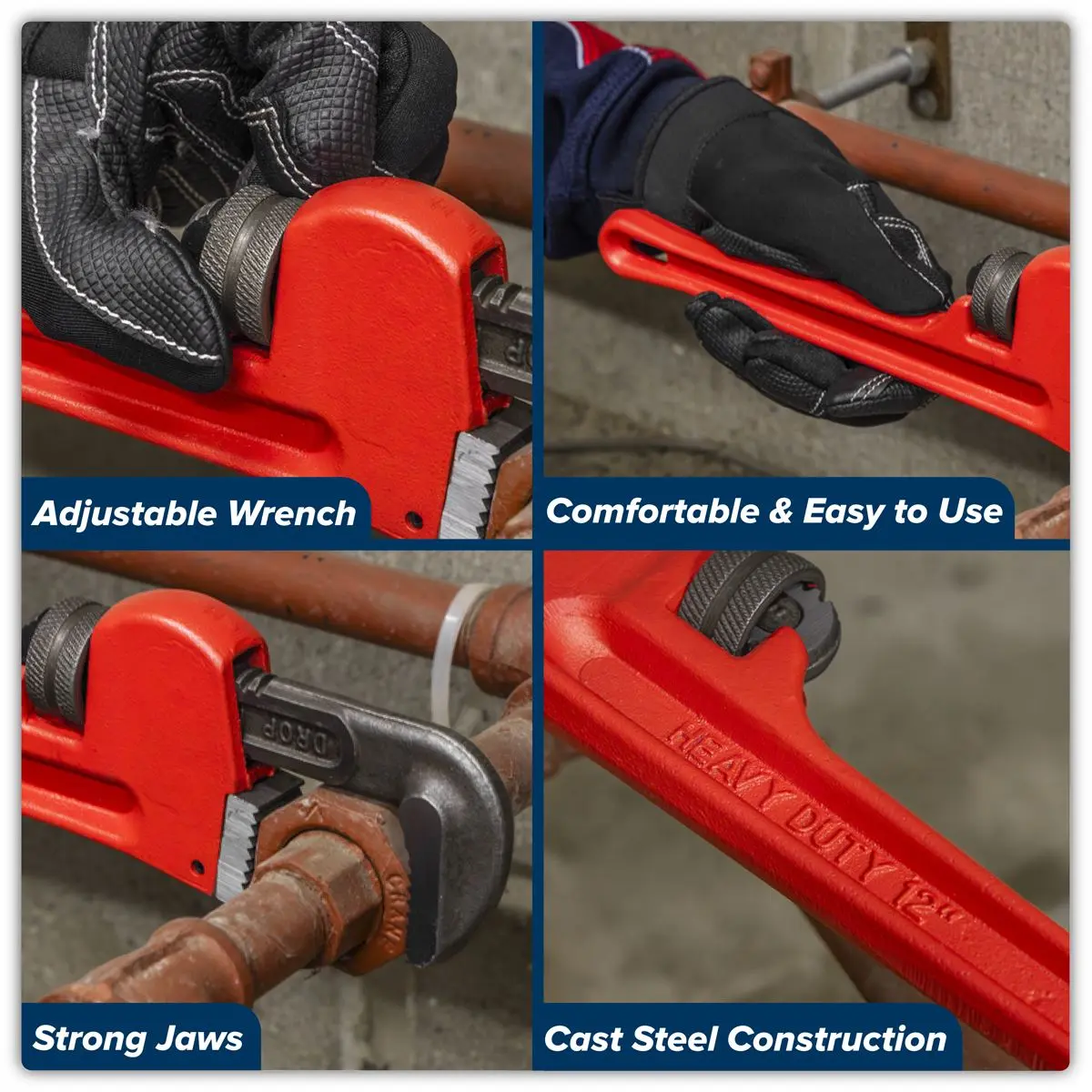 Sealey Premier Cast Steel Pipe Wrench European Pattern 300mm - Image 4