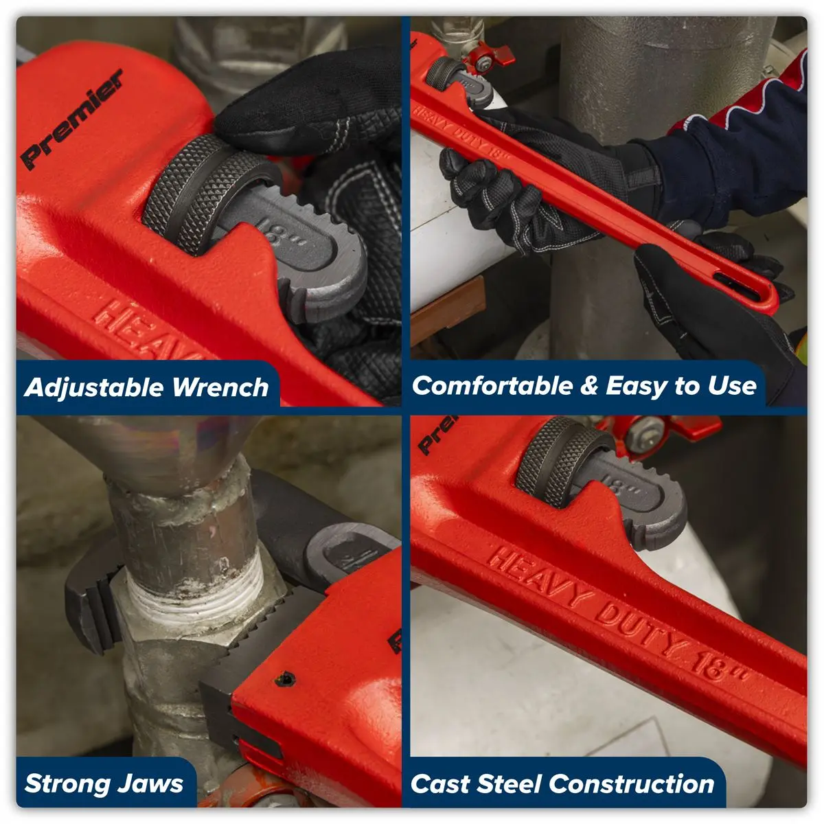 Sealey Premier Cast Steel Pipe Wrench European Pattern 450mm - Image 11