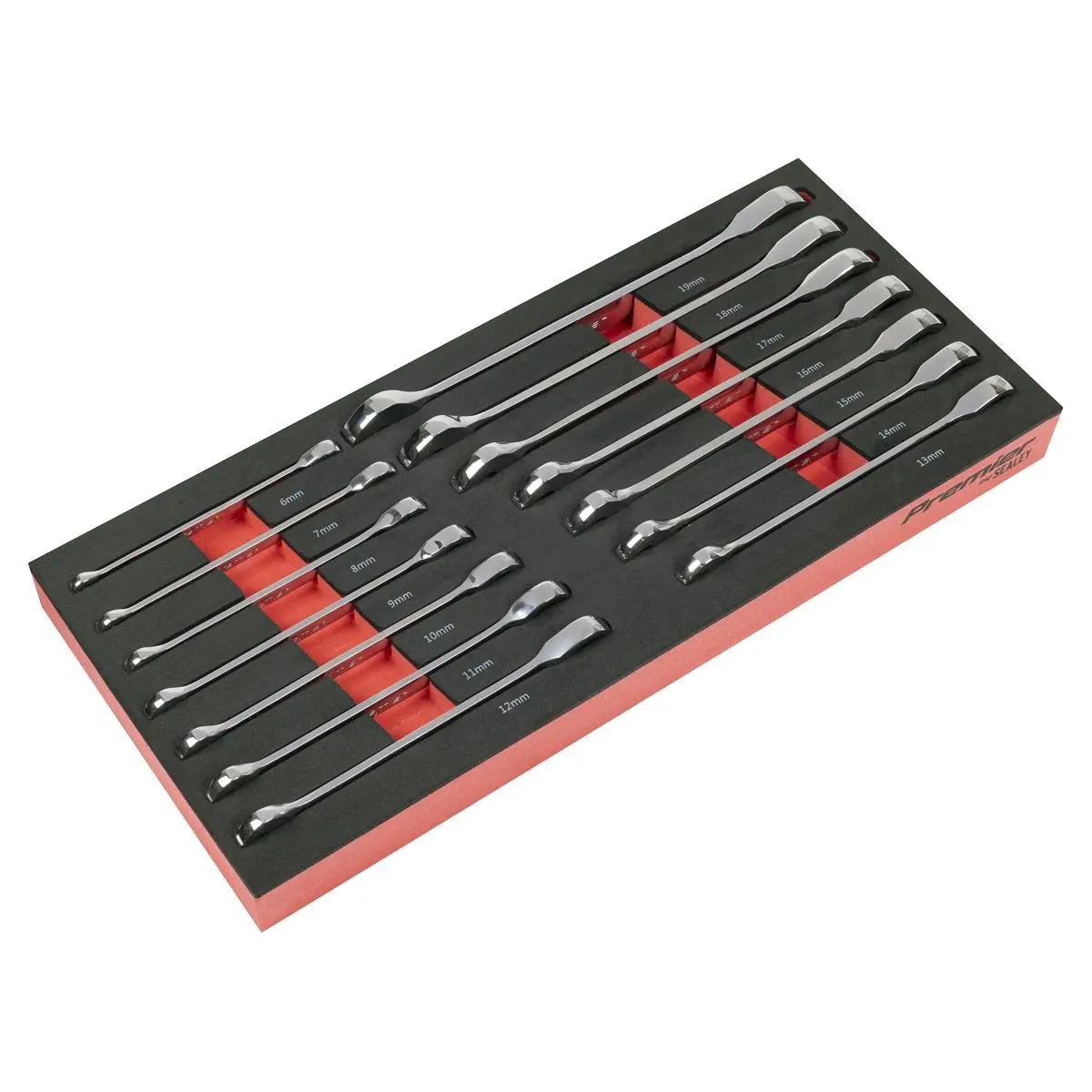 Sealey Premier Ratchet Spanner Set with Tool Tray 14pc