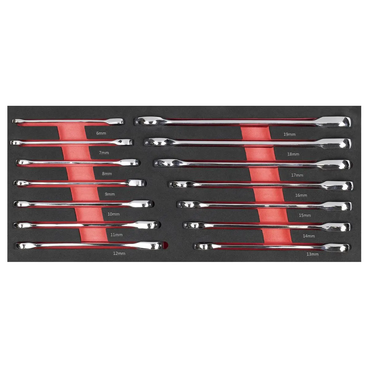 Sealey Premier Ratchet Spanner Set with Tool Tray 14pc - Image 3