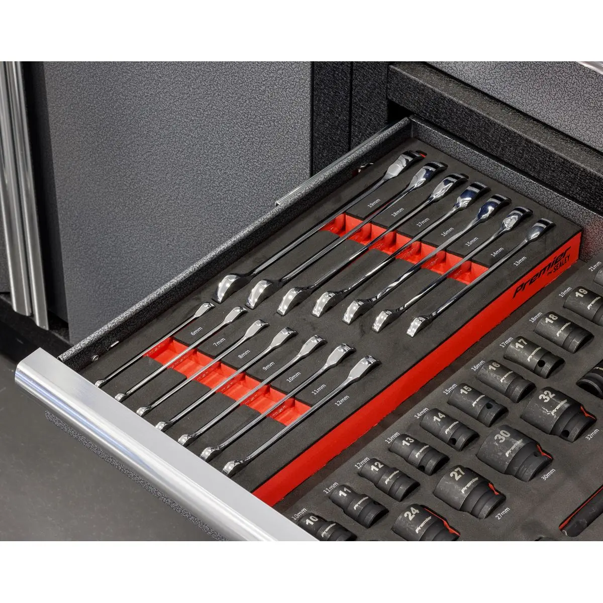 Sealey Premier Ratchet Spanner Set with Tool Tray 14pc - Image 7