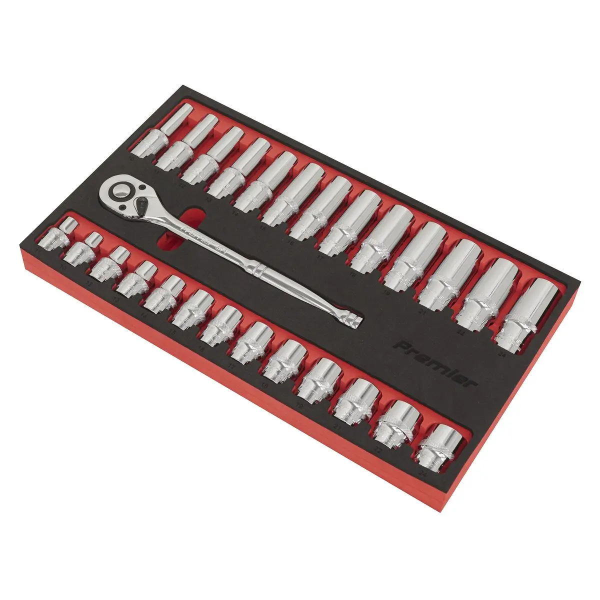 Sealey Premier Ratchet Wrench & Socket Set 27pc 1/2"Sq Drive - Image 4