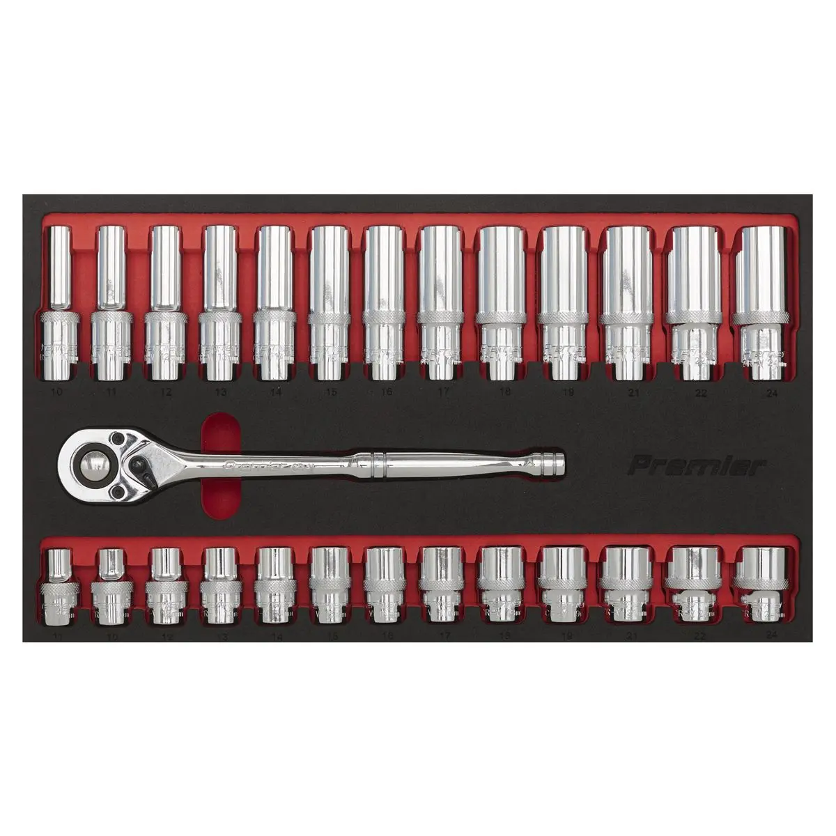 Sealey Premier Ratchet Wrench & Socket Set 27pc 1/2"Sq Drive - Image 5