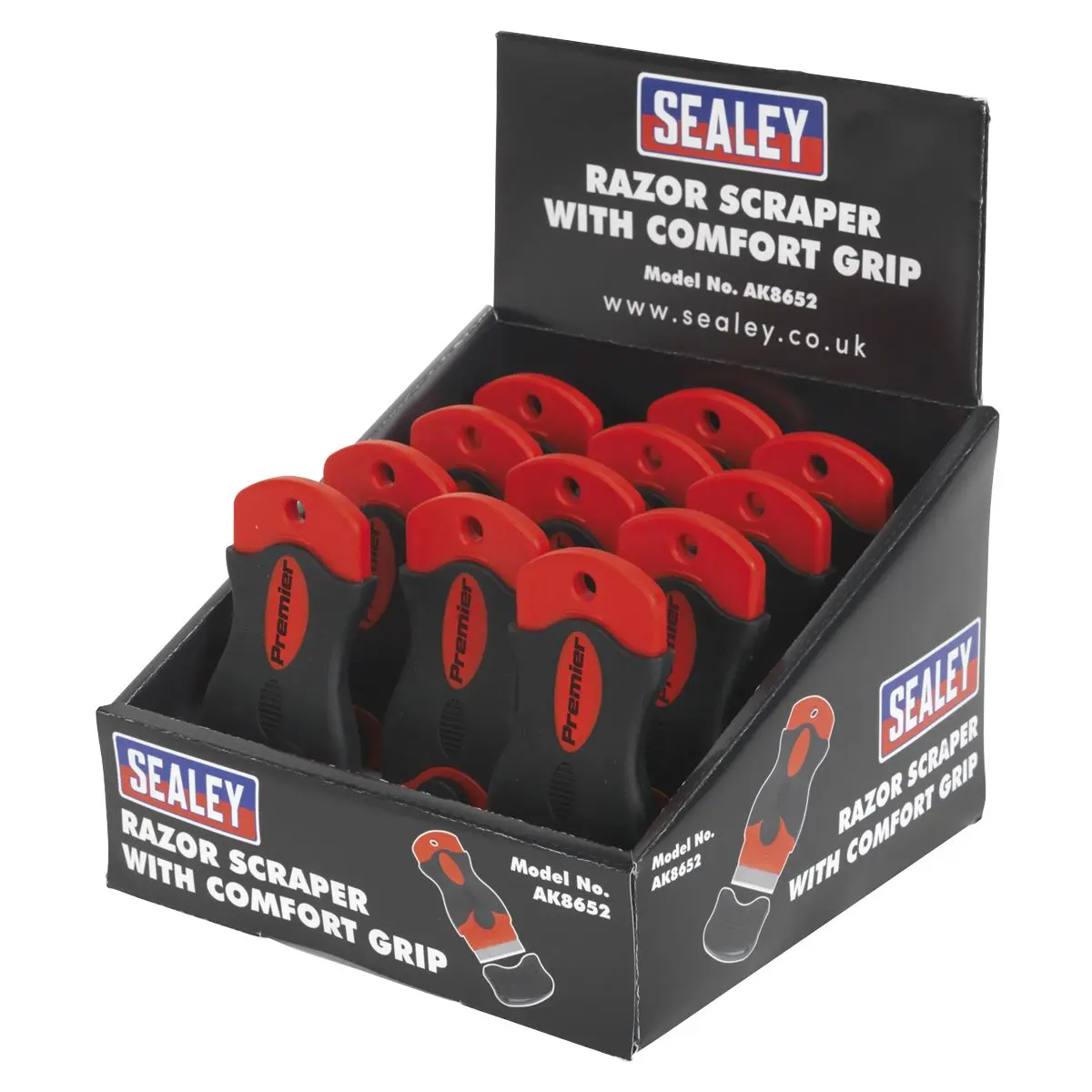 Sealey Premier Razor Scraper with Comfort Grip Display Box of 12 - Image 3