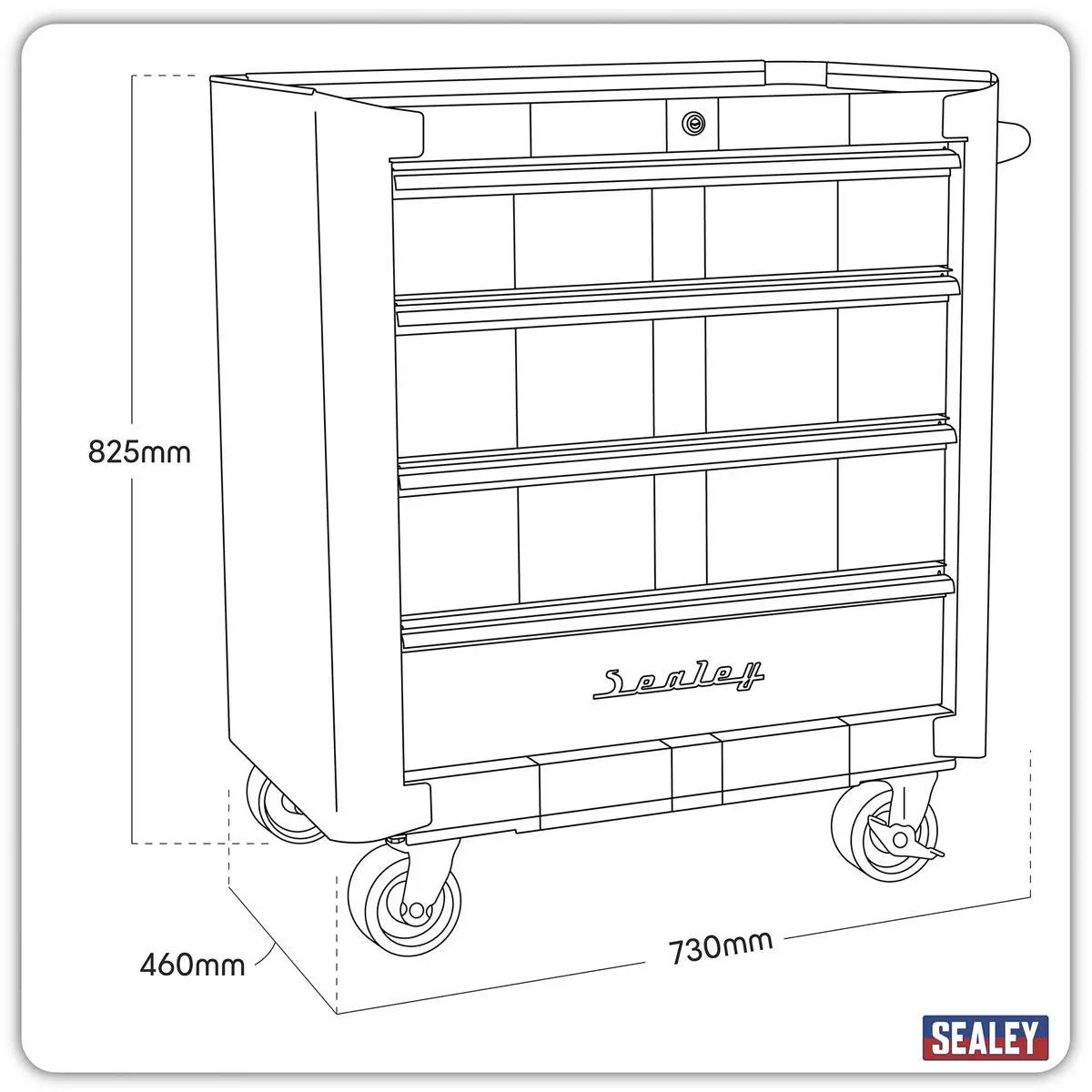 Sealey Premier Rollcab 4 Drawer Retro Style - Blue with White Stripes - Image 2