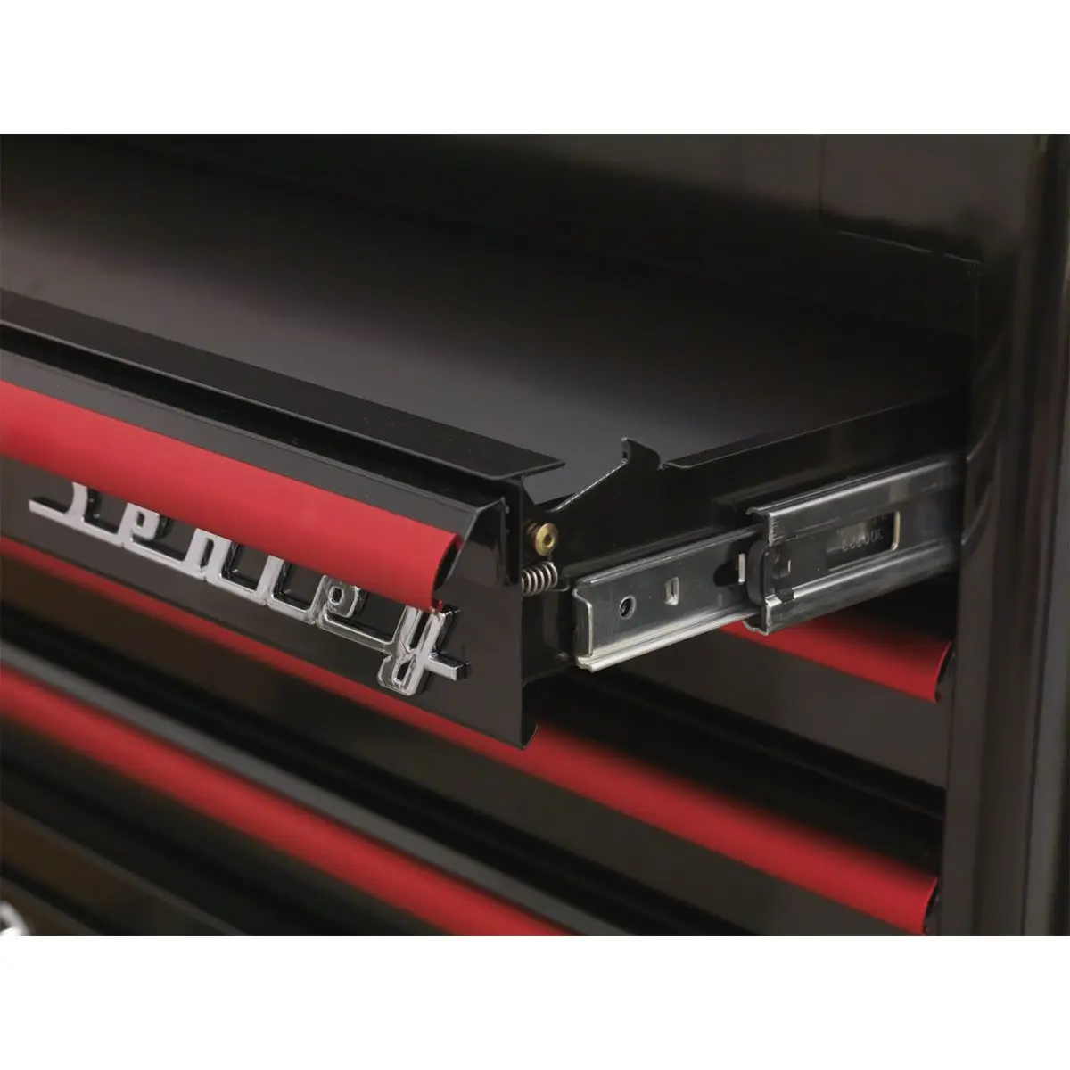 Sealey Premier Rollcab 6 Drawer Wide Retro Style - Black with Red Anodised Drawer Pulls - Image 6
