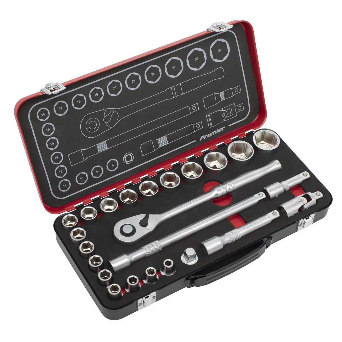 Sealey Premier Platinum Socket Set 1/2"Sq Drive 24pc - Premier Platinum