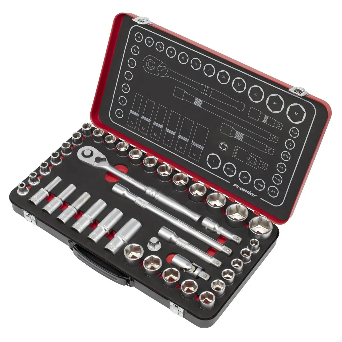 Sealey Premier Platinum Socket Set 1/2"Sq Drive 40pc - Metric/Imperial - Premier Platinum - Image 3
