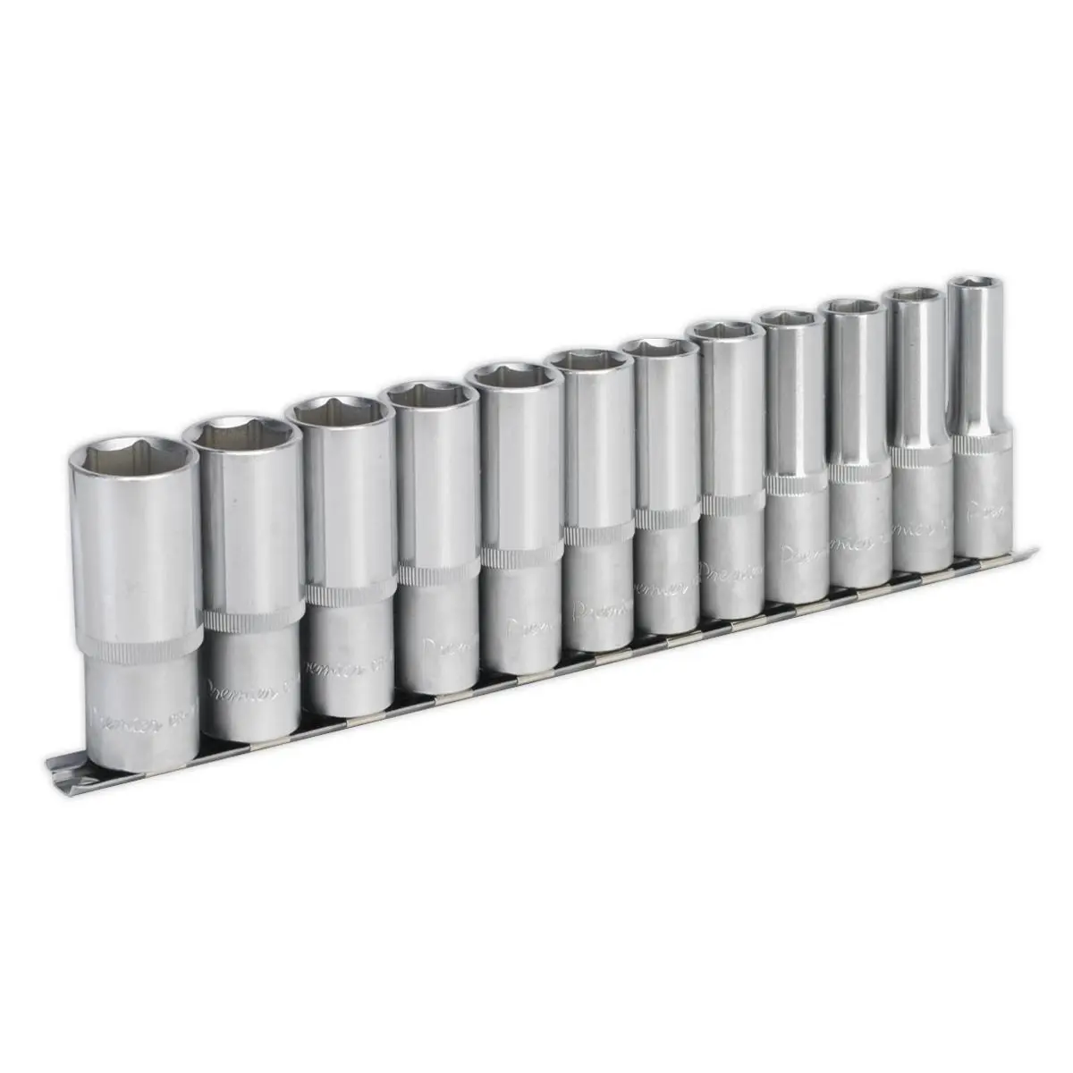 Sealey Premier Socket Set 12pc 1/2"Sq Drive 6pt Deep WallDrive® Metric