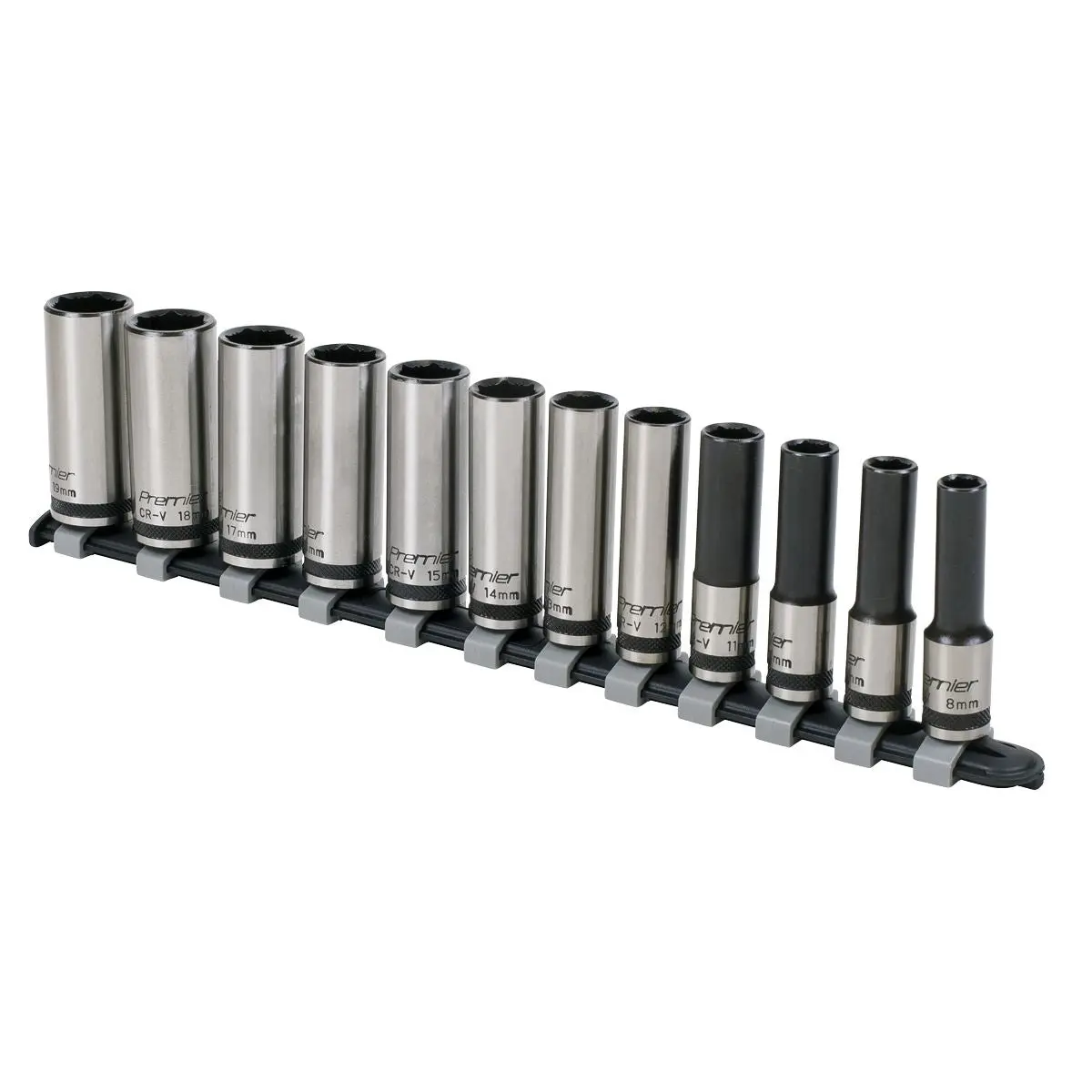Sealey Premier Black Socket Set 12pc 3/8"Sq Drive Deep Lock-On™ 6pt Metric - Premier Black - Image 3