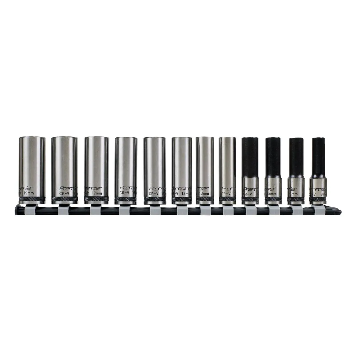 Sealey Premier Black Socket Set 12pc 3/8"Sq Drive Deep Lock-On™ 6pt Metric - Premier Black - Image 4