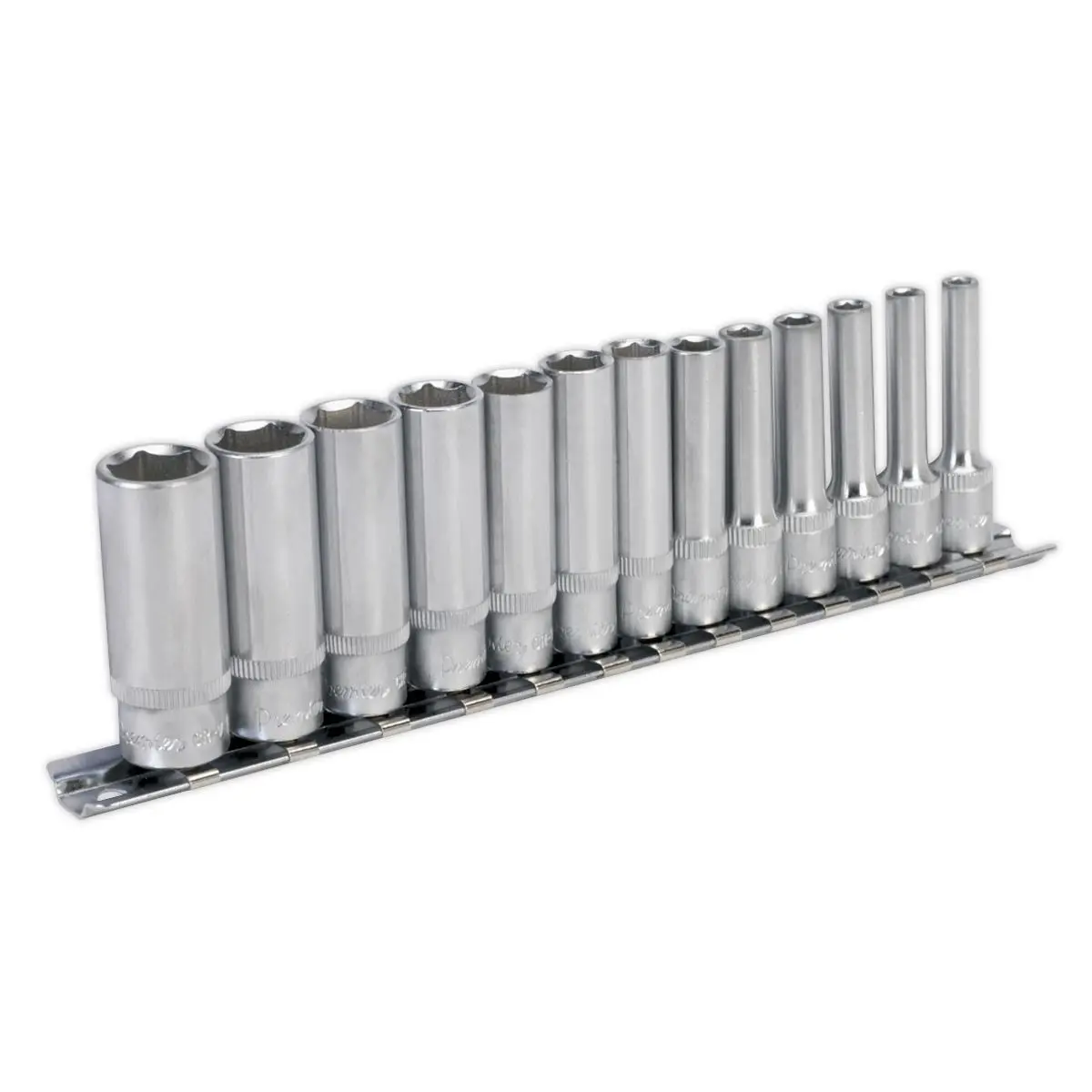 Sealey Premier Socket Set 13pc 1/4"Sq Drive 6pt Deep WallDrive® Metric