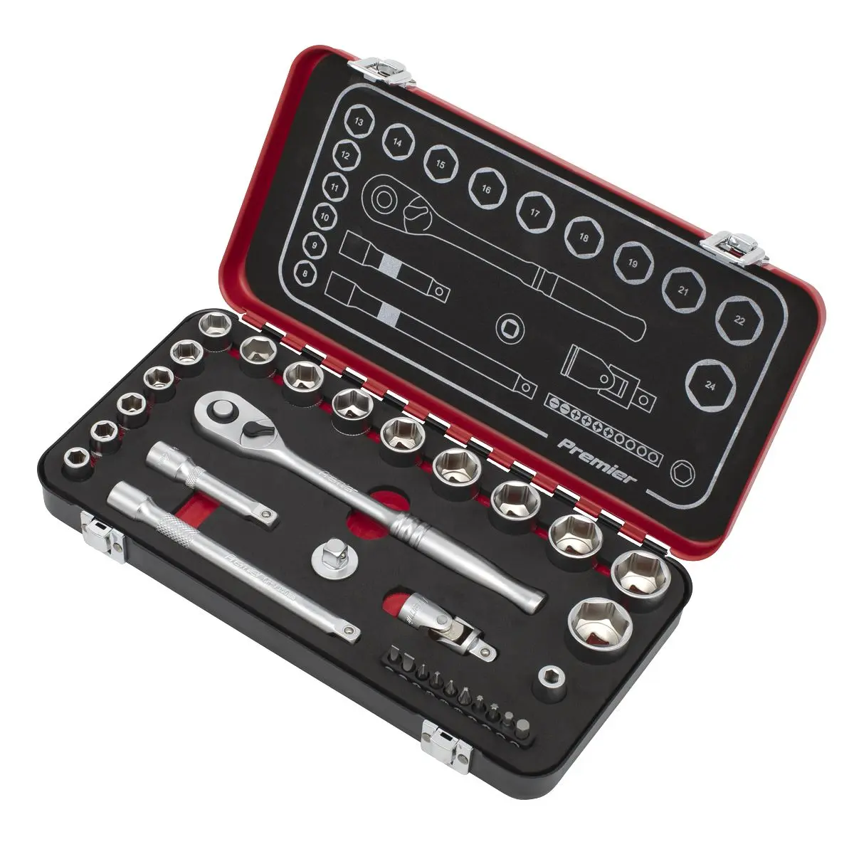 Sealey Socket Set 3/8" Drive Premier Platinum Series Vehicle Ratchet Wrench 31pc - Image 4