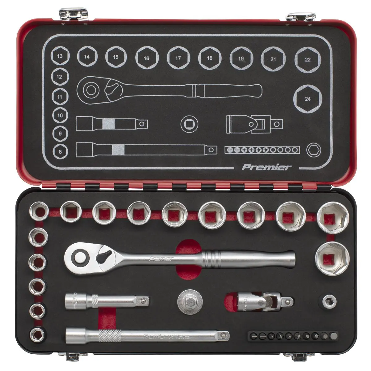 Sealey Socket Set 3/8" Drive Premier Platinum Series Vehicle Ratchet Wrench 31pc - Image 5