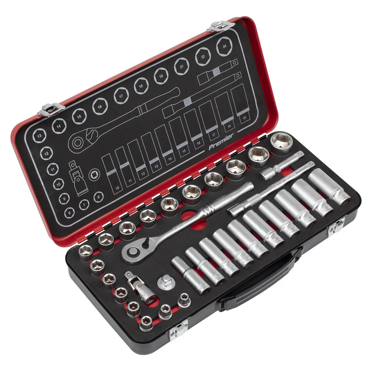 Sealey Premier Platinum Socket Set 3/8"Sq Drive 32pc - Premier Platinum