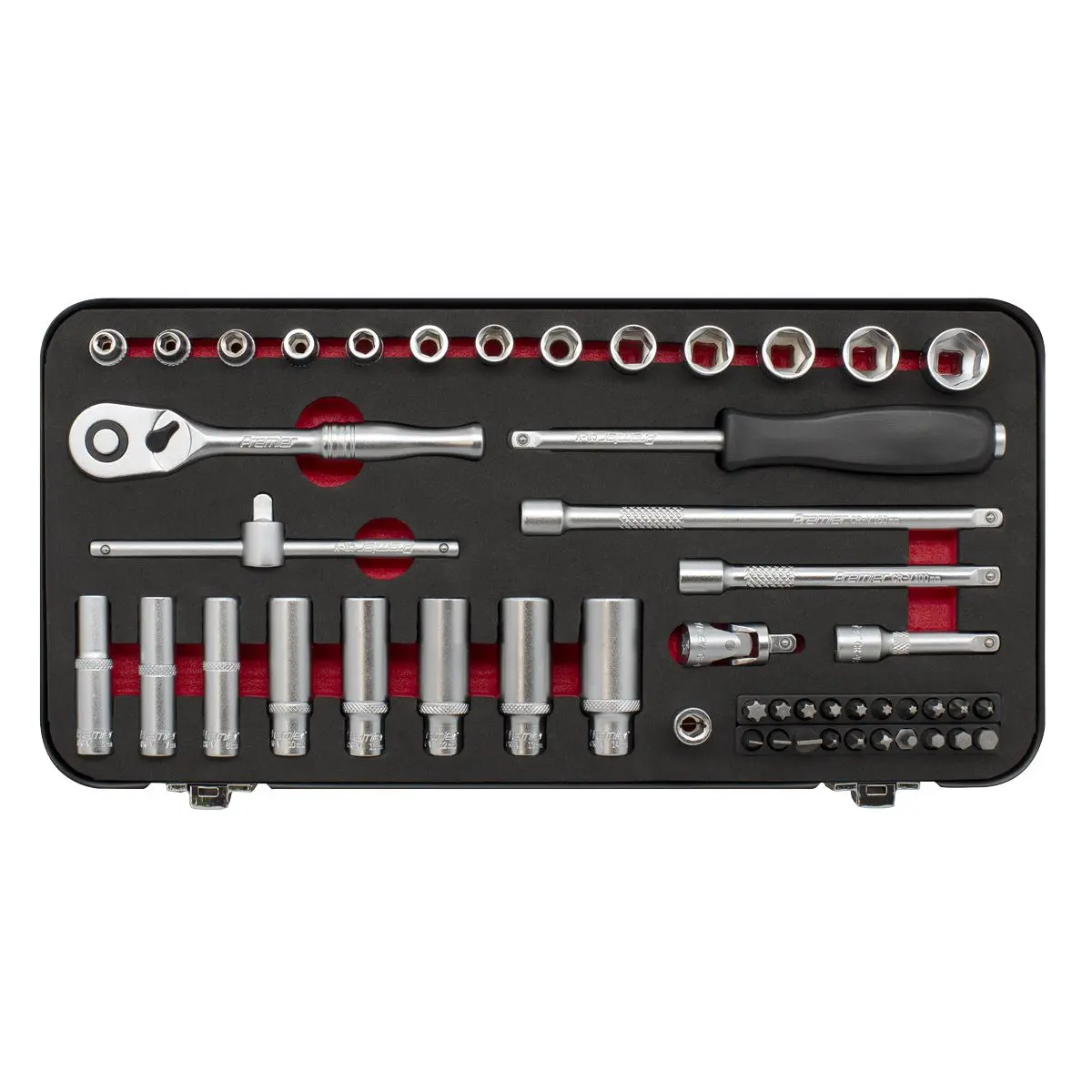 Sealey Socket Set 1/4" Drive Premier Platinum Series Vehicle Ratchet Wrench 49pc - Image 9