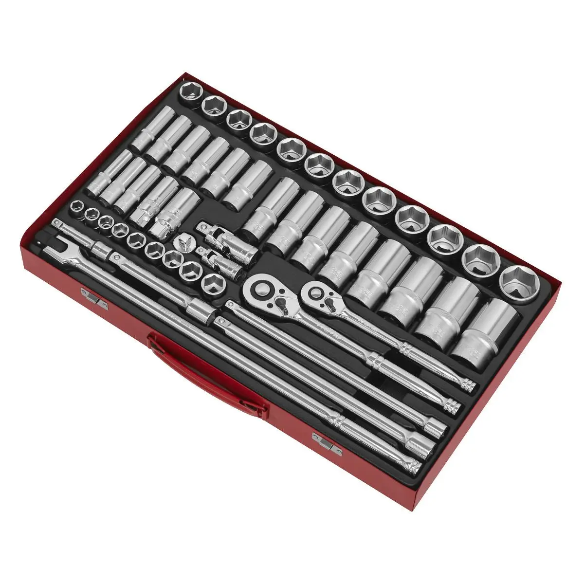 Sealey Premier Socket Set 50pc 3/8" & 1/2"Sq Drive 6pt WallDrive® - Metric - Image 4